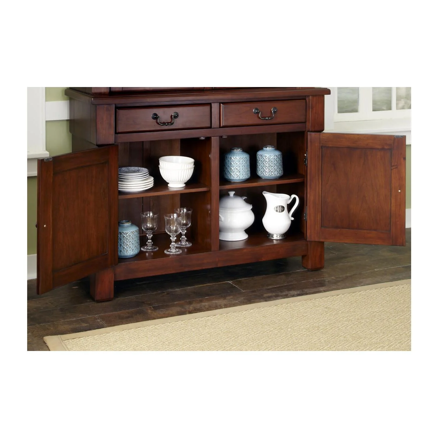 Homestyles Aspen Wood Buffet Table/Sideboard in Mahogany Brown