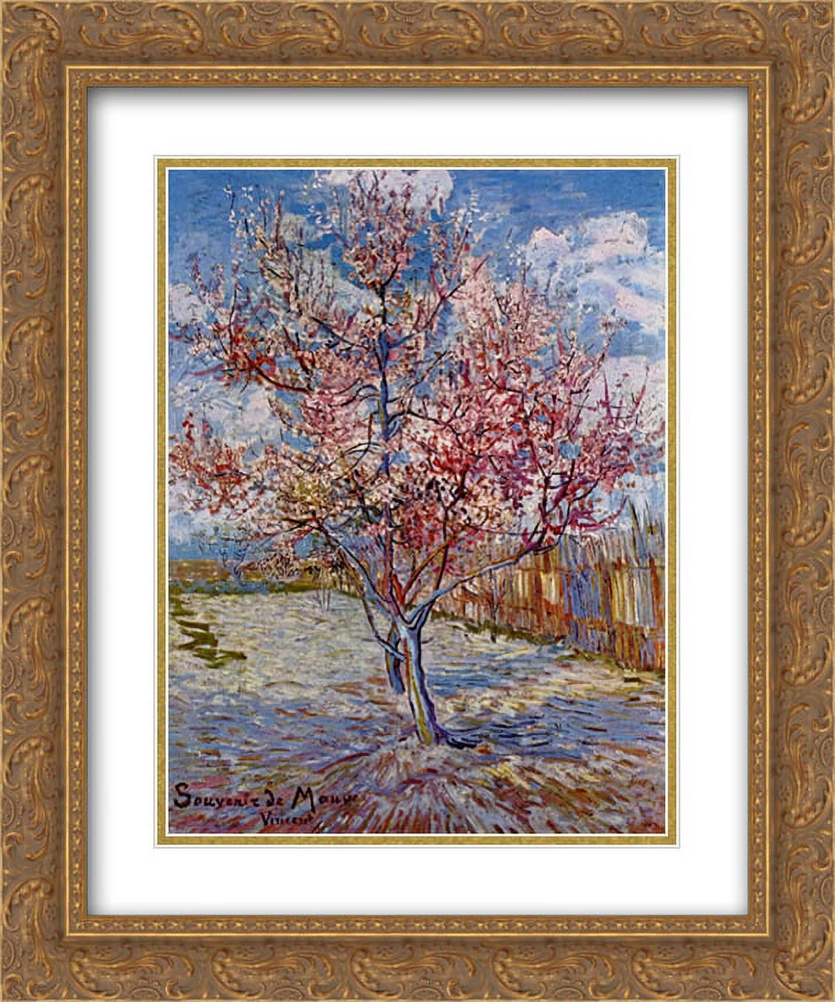 Vincent van Gogh 2x Matted 20x24 Gold Ornate Framed Art Print 'Peach Tree in Bloom (in memory of Mauve) '