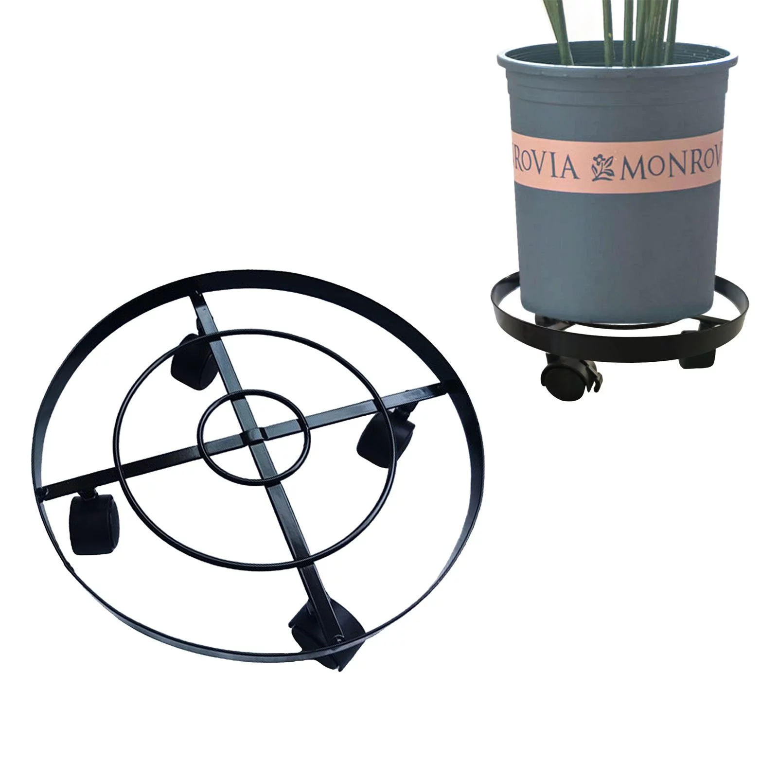 Plant Pot Stand Round Planter Flowerpot Roller Mover Trolley Tray Movable 32cm