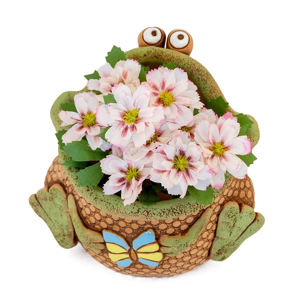 Golden Ceramics  Handmade Flower Pot Planter - Frogling - 6.3