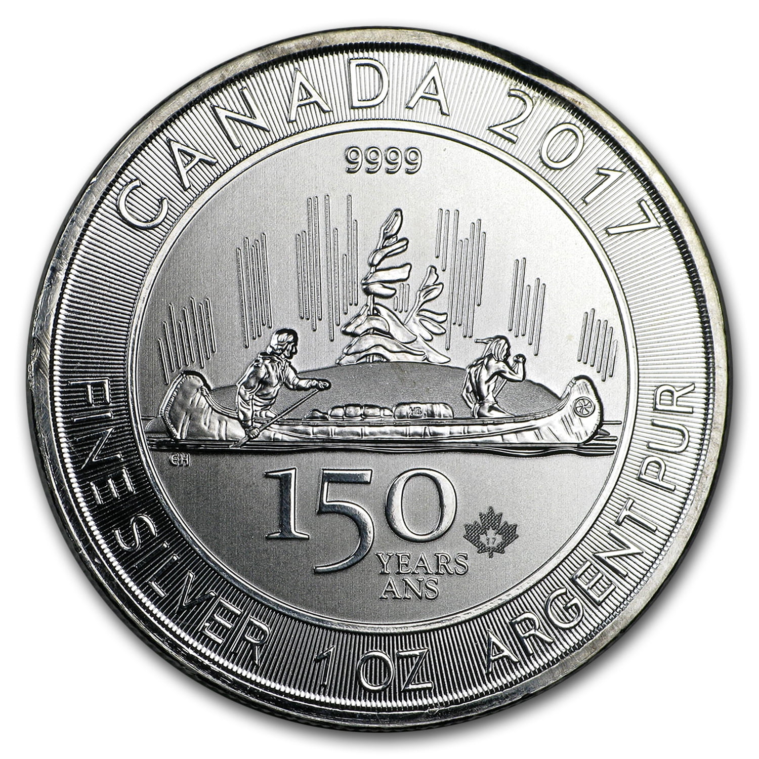 2017 Canada 1 oz Silver $5 150th Anniv Voyager BU (Abrasions)