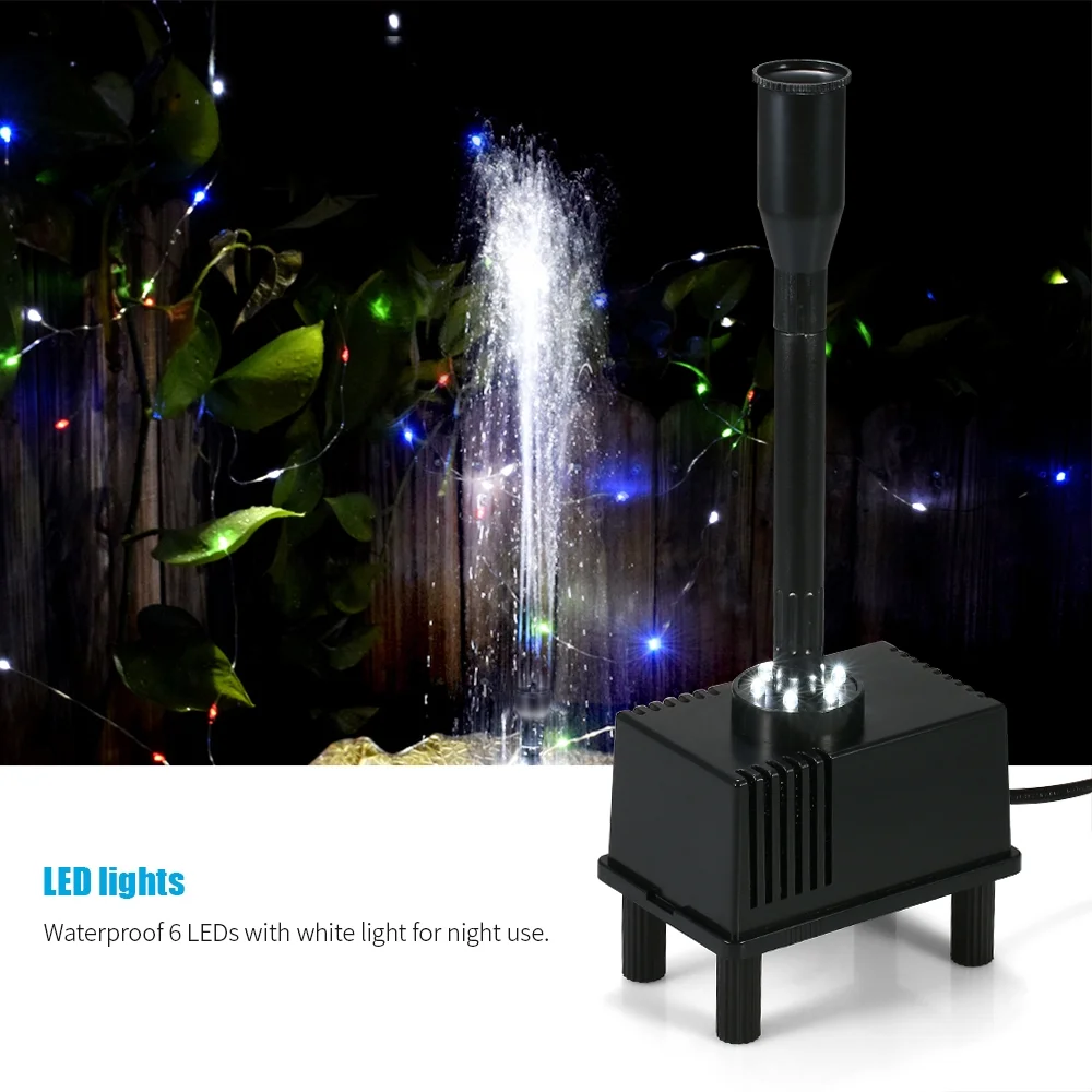 Fountain Pump,Water Pump With Submersible Water Pump With Led Fish Led Fish Pond Bath 600l/h 10w Submersible Water Bath 600l/h Pump With Led Fish Pond Moweo Dsfen
