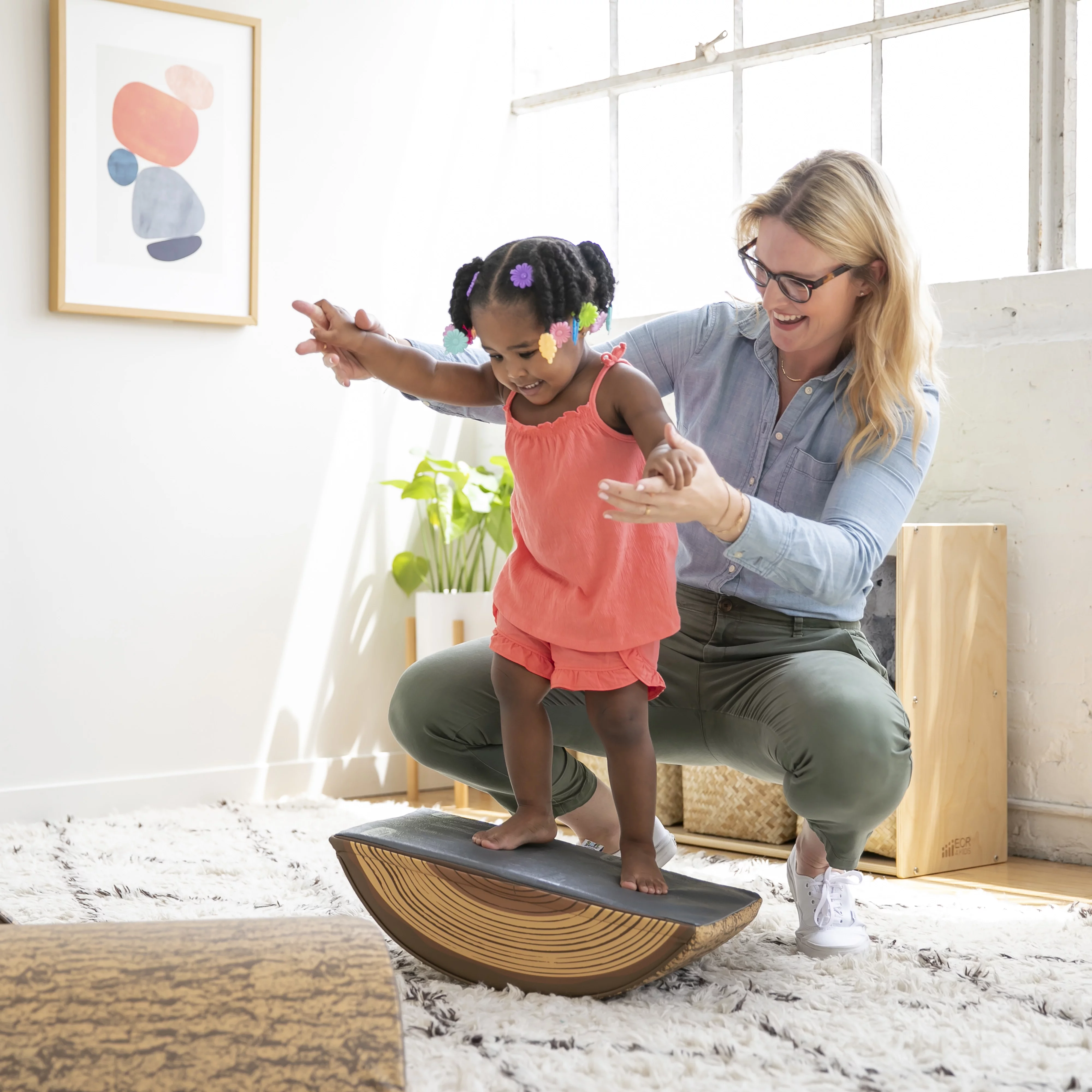 ECR4Kids SoftZone Tree Log Climber Set, Chocolate, 3-Piece