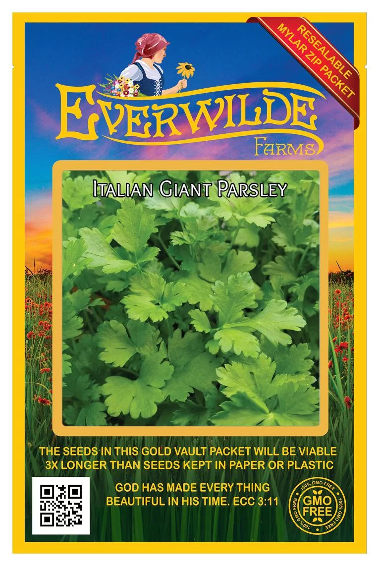 Everwilde Farms - 1000 Italian Giant Parsley Seeds - Gold Vault Jumbo Bulk Seed Packet