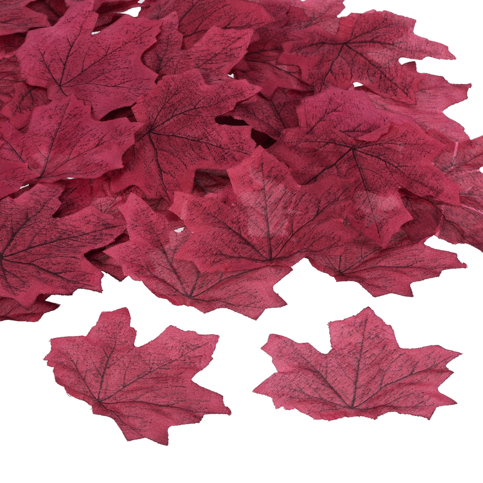 Uxcell Artificial Leaves Fall Maple Autumn Fake Leaf Decoration, Burgundy 200 Pack