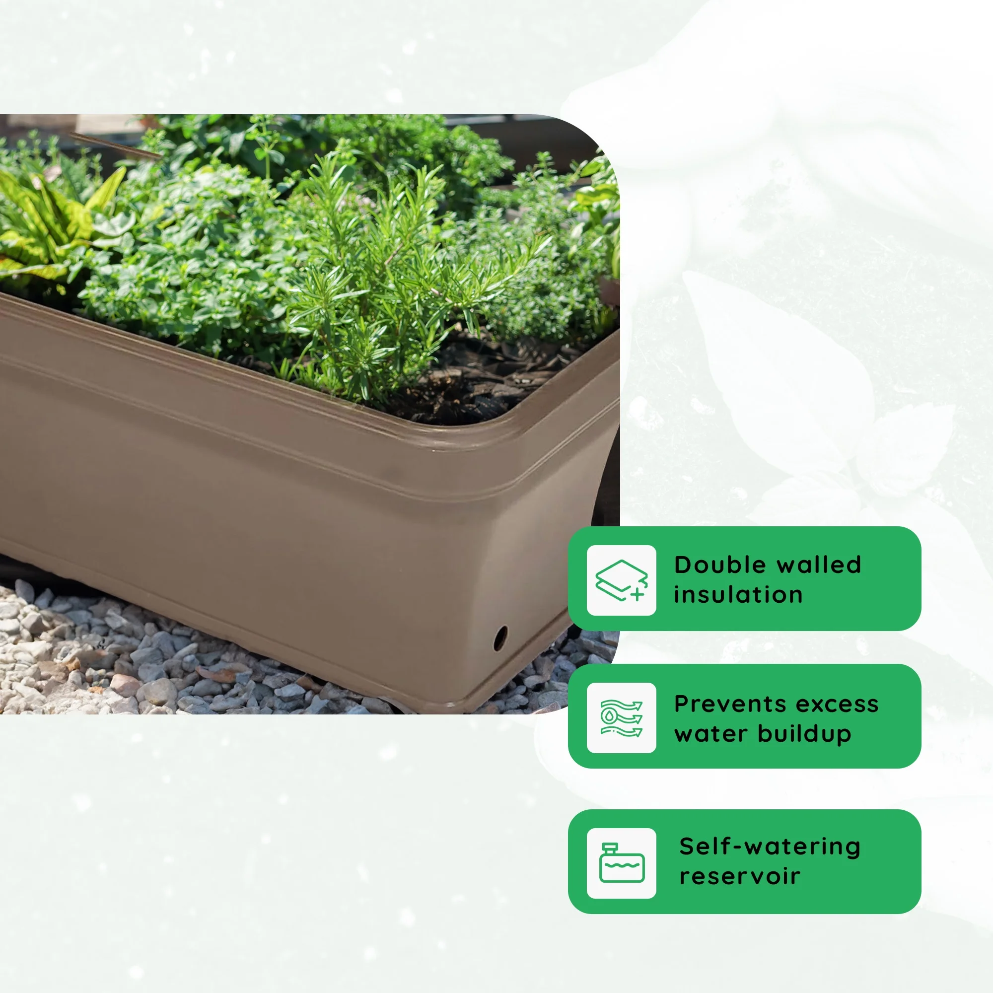 FCMP 32 Inch Outdoor Long and Deep Self Watering Vegetable Planter