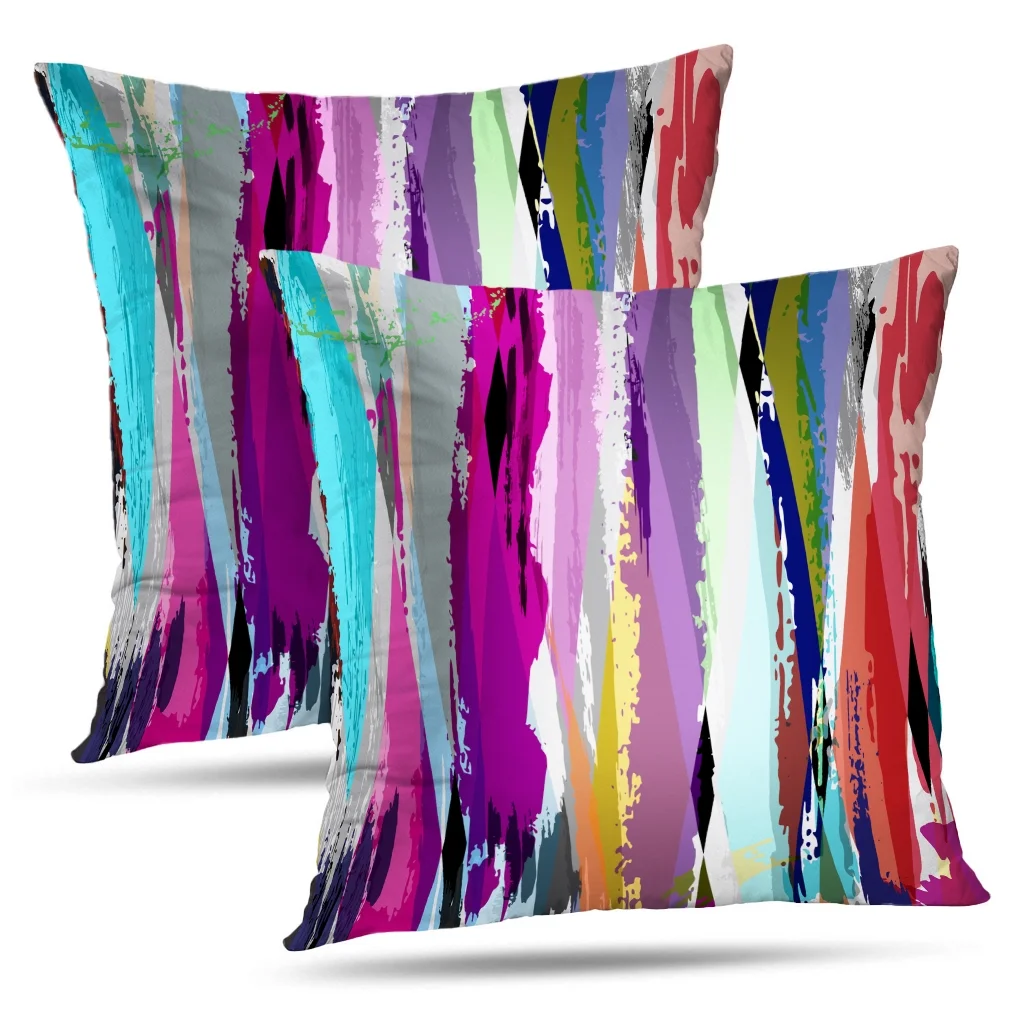 LALILO Throw Pillow Covers With Strokes Splashes And Geometric Lines Art Cushion Cover 18