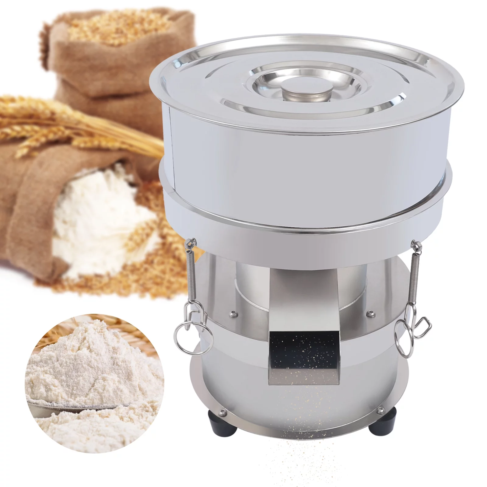 Miumaeov Automatic Sieve Shaker 50W 110V Electric Flour Sifter Vibrating Sieve Machine 1350N/Min 40-Mesh Sieve + 60-Mesh Sieve