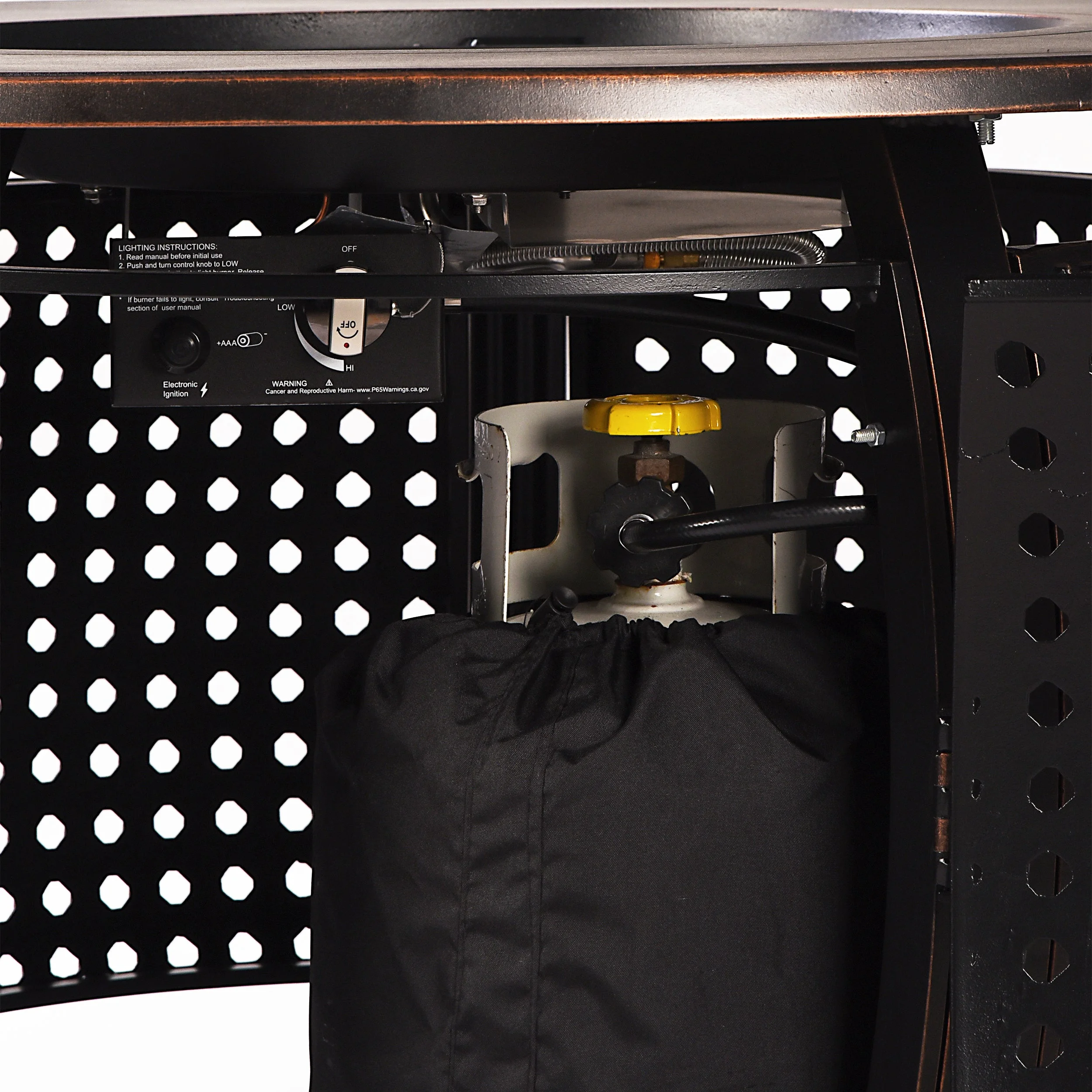 Aluminum 44-in Round Propane Fire Table with Beads, Covers and Lid