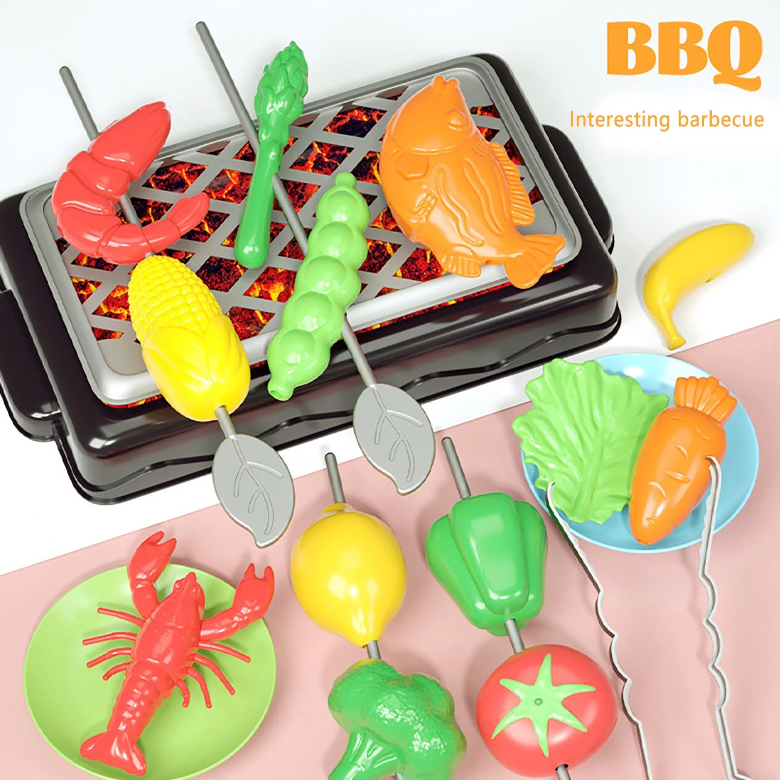 Play Food Children's Barbecue Toy Set Play House Baby Kitchen BBQ Mini Grill Rack Food Grill Model