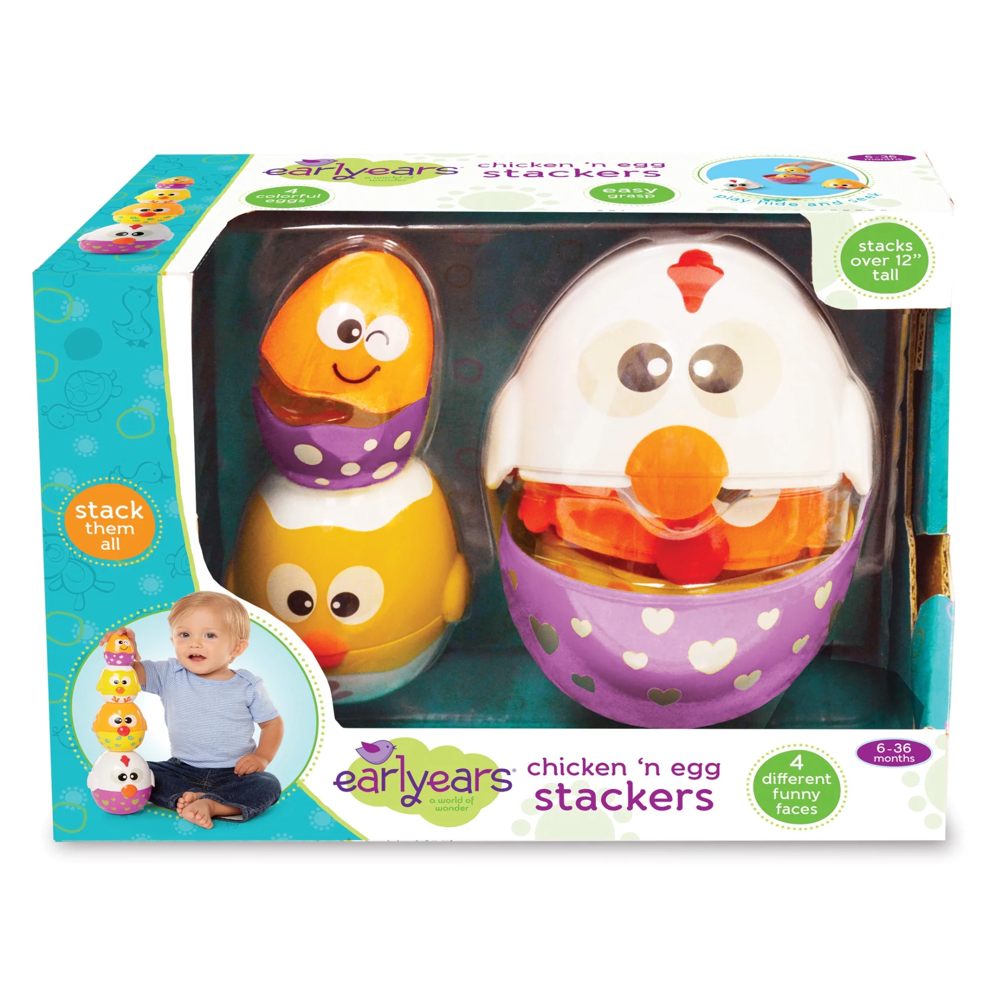 Kidoozie Chicken n' Egg Stackers, 8 Piece Set, Stacks Over 12