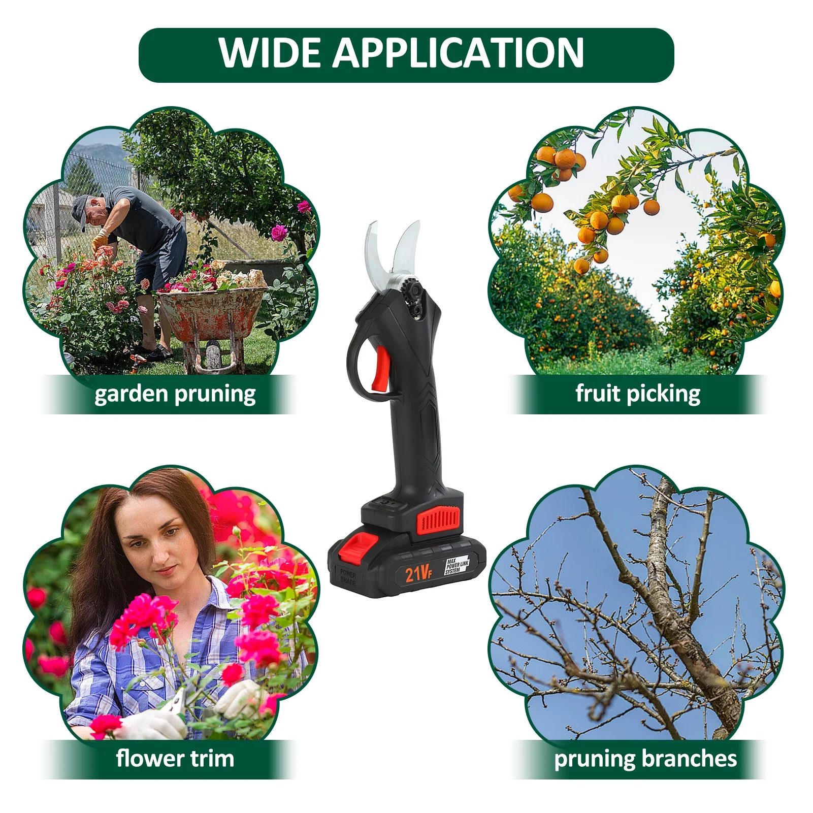 Shears,30mm Diameter Pruner 2pcs 1500mah*5 Batteries With 2pcs 1500mah*5 Shears Pruner Heavy Duty Diameter Pruners Qisuo Buzhi Heavy Duty With