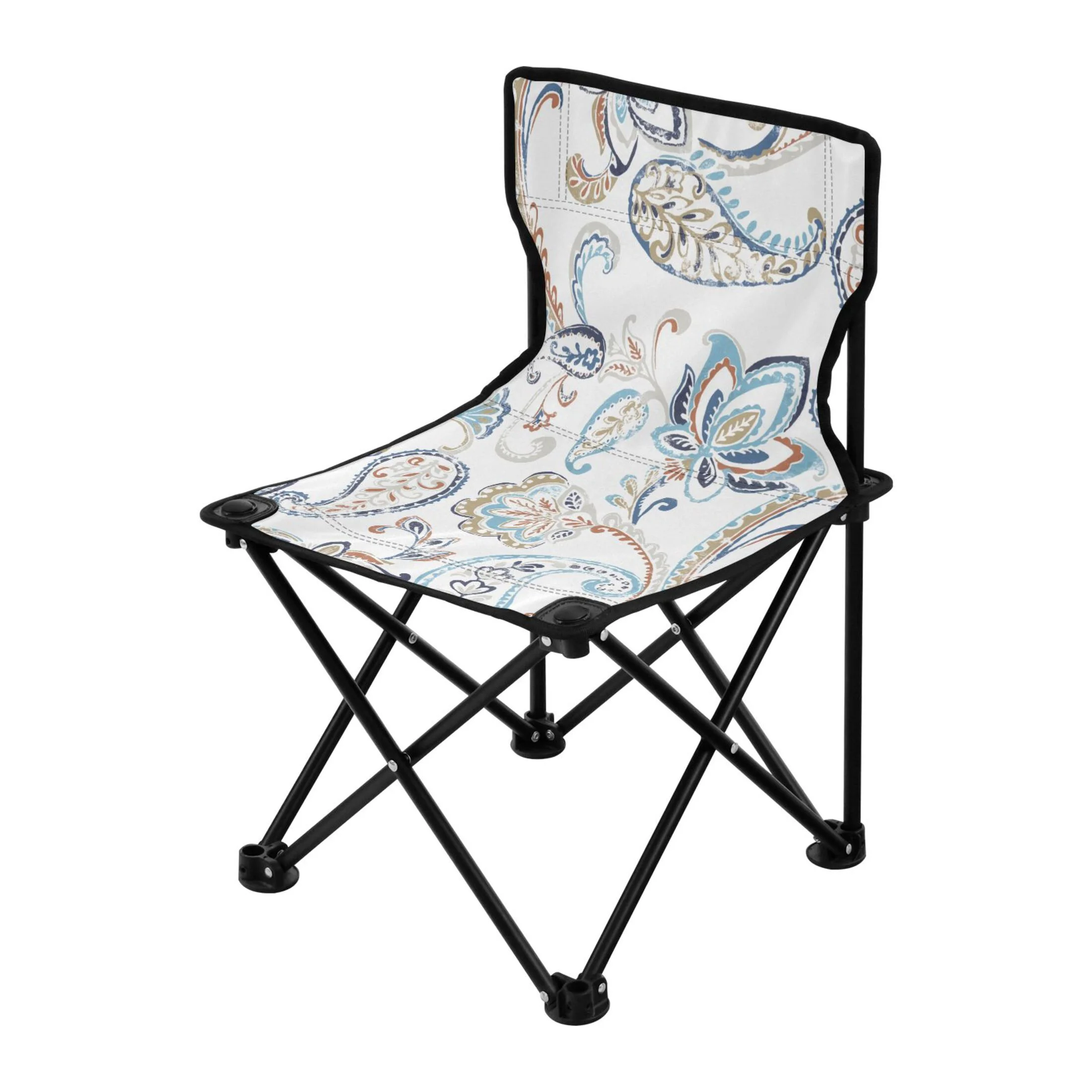 Retro Flowers Portable Camping Chair Small for Kids Outdoor Folding Beach Chair Fishing Chair Lawn Chair with Carry Bag