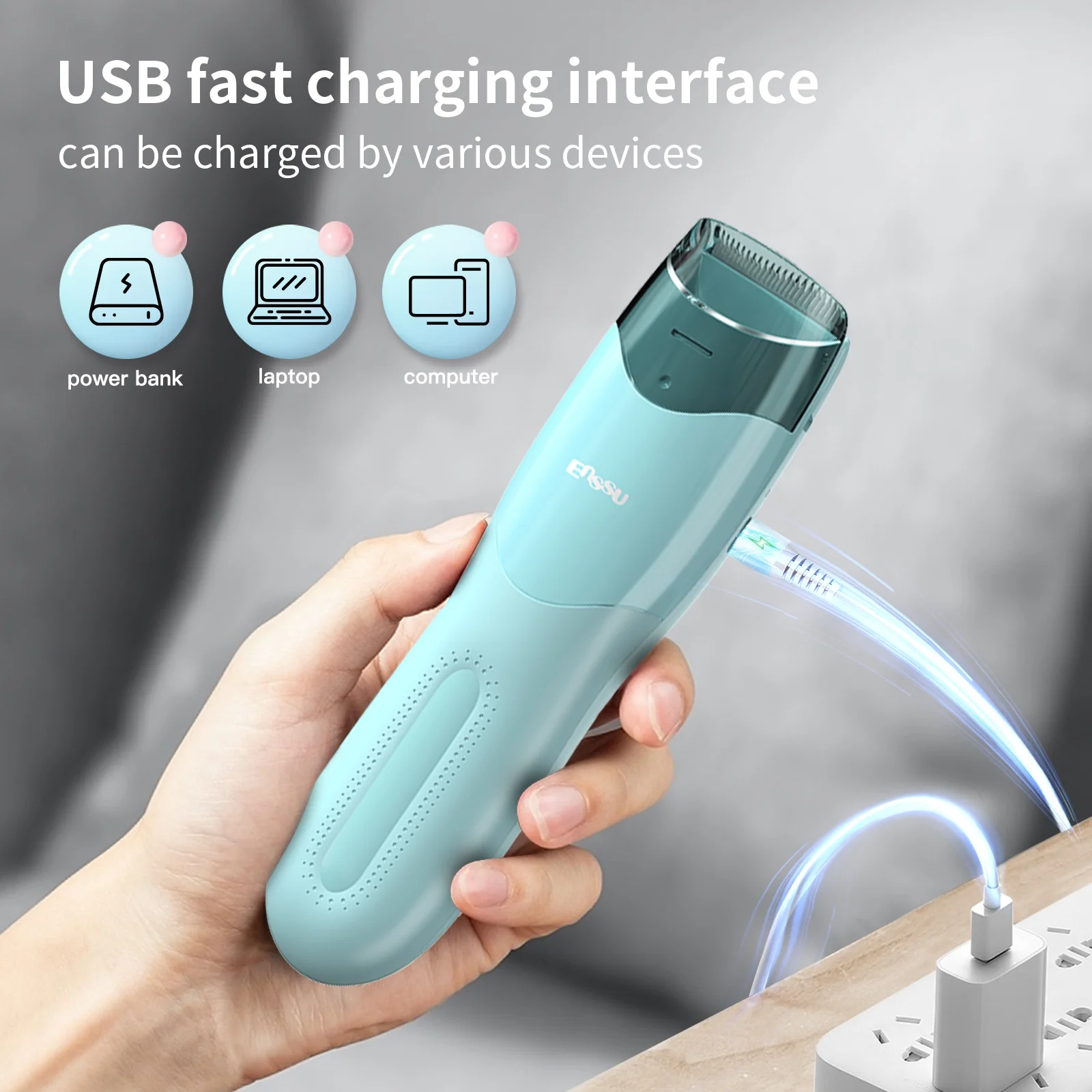 Enssu Cordless Hair Trimmer for Babies and Children with Vacuum Suction