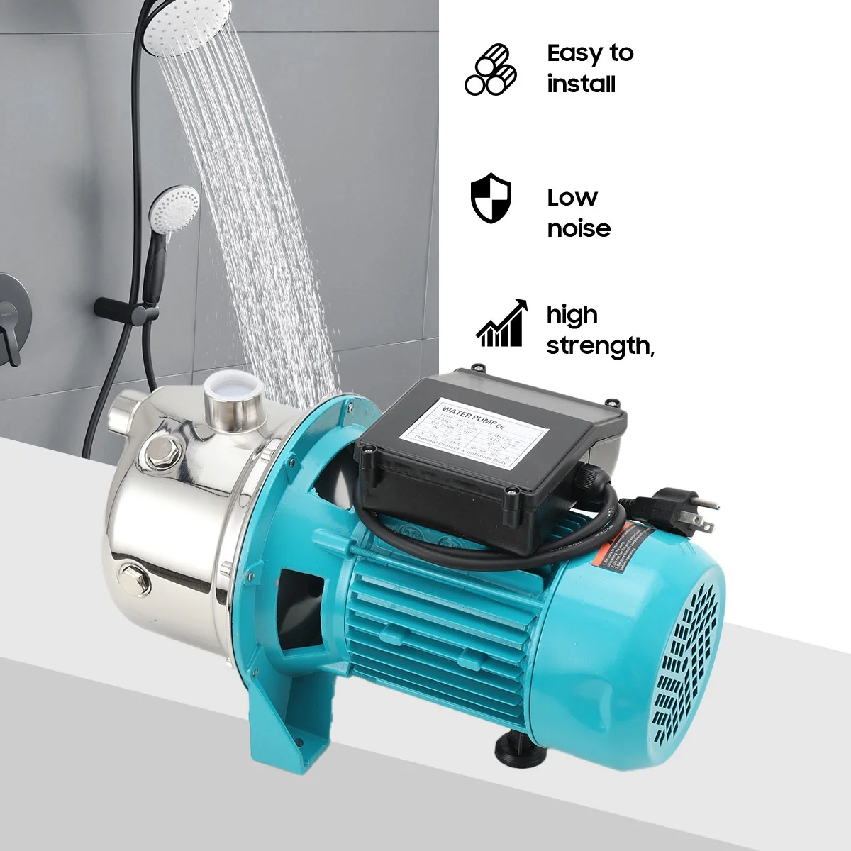 SUDEG 1HP Portable Garden Transfer Pump, Electric Sprinkler Booster Pump, Shallow Well Jet Pump for Home Lawn Irrigation and Water Draining