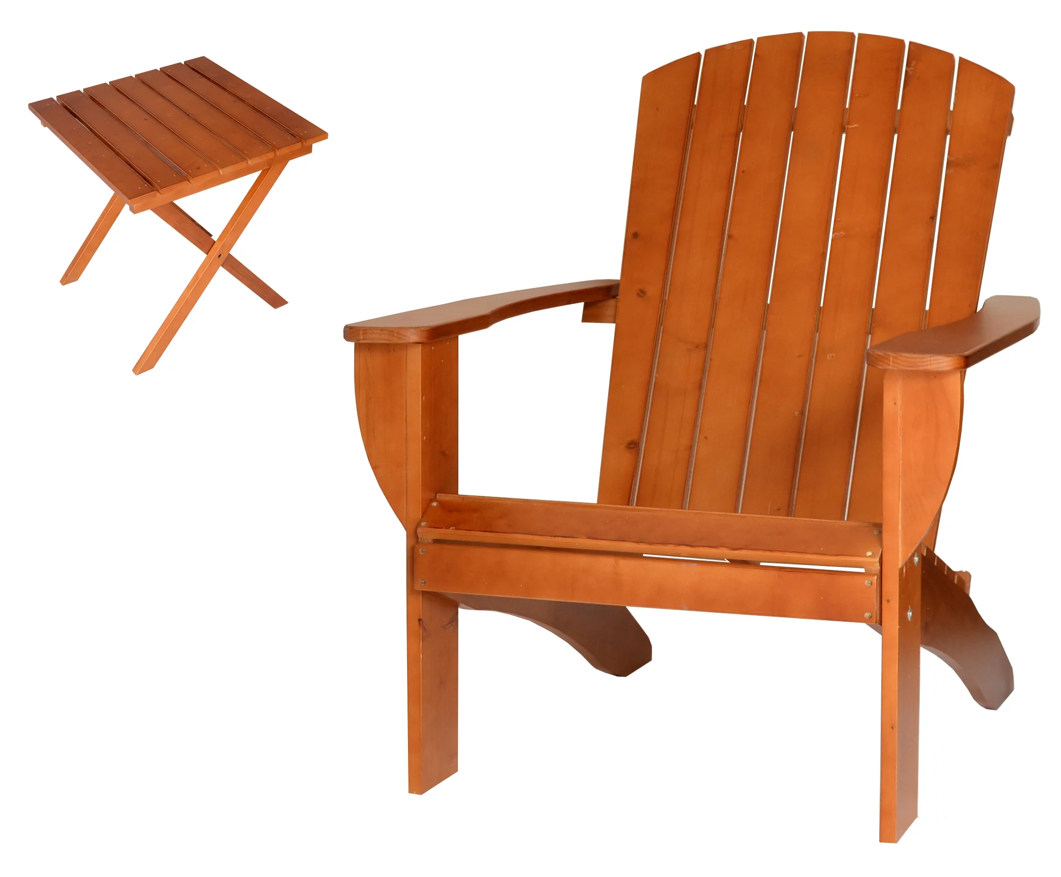 RSI    Riverstone Solid Cedar Adirondack Extra Wide Chair with build in bottle opener &  matching folding table   - Redwood