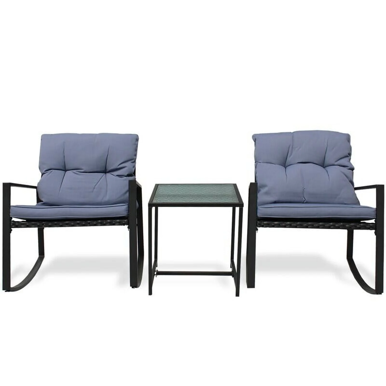 ixir  3-Piece Rocking Bistro Set Seating Group with Cushions Grey