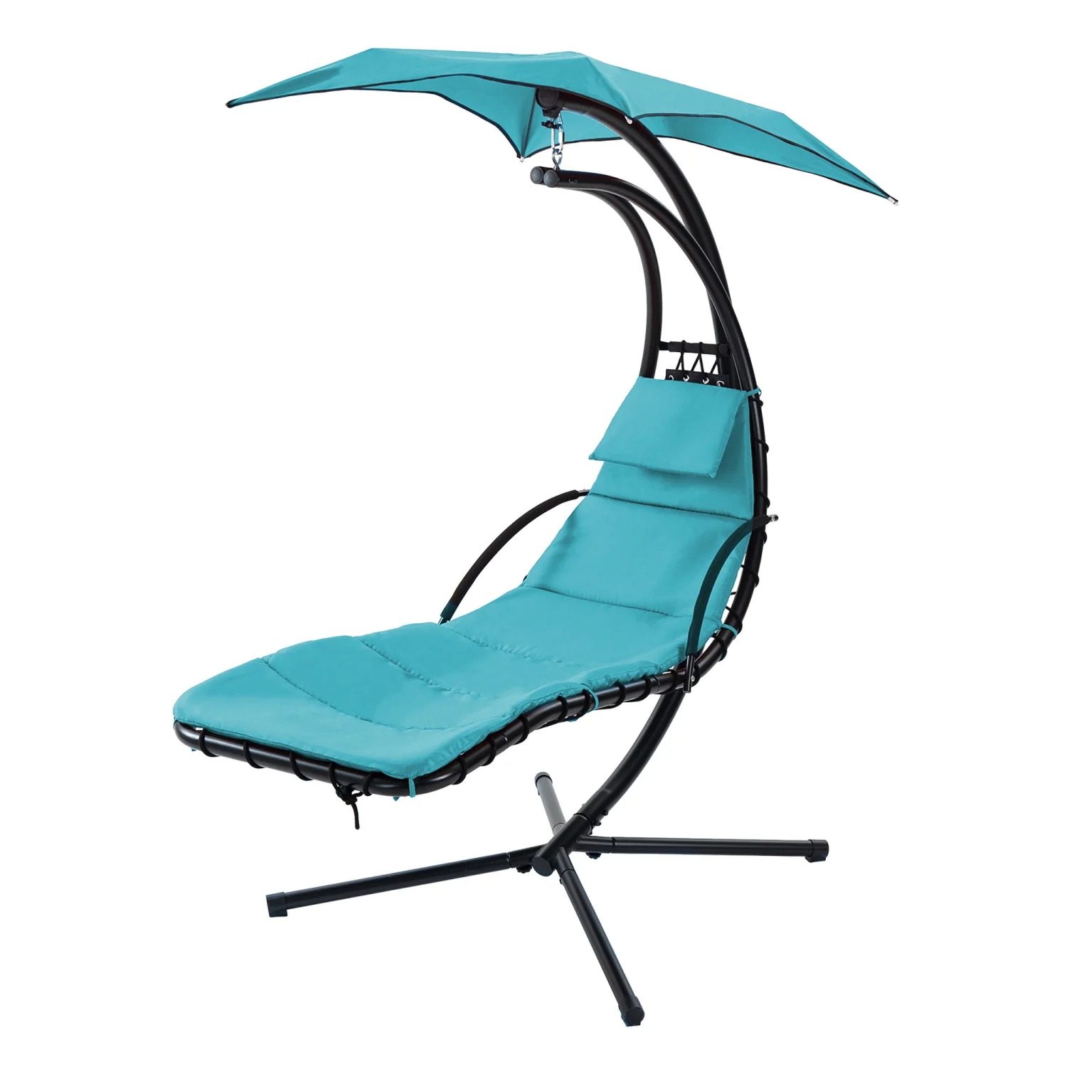 Comfortable Hanging Chaise Lounger with Removable Canopy  Cozy Outdoor Swing Chair with Built-in Pillow  Stylish Hanging Curved Chaise Lounge Chair Swing for Patio Porch Poolside  Relaxin