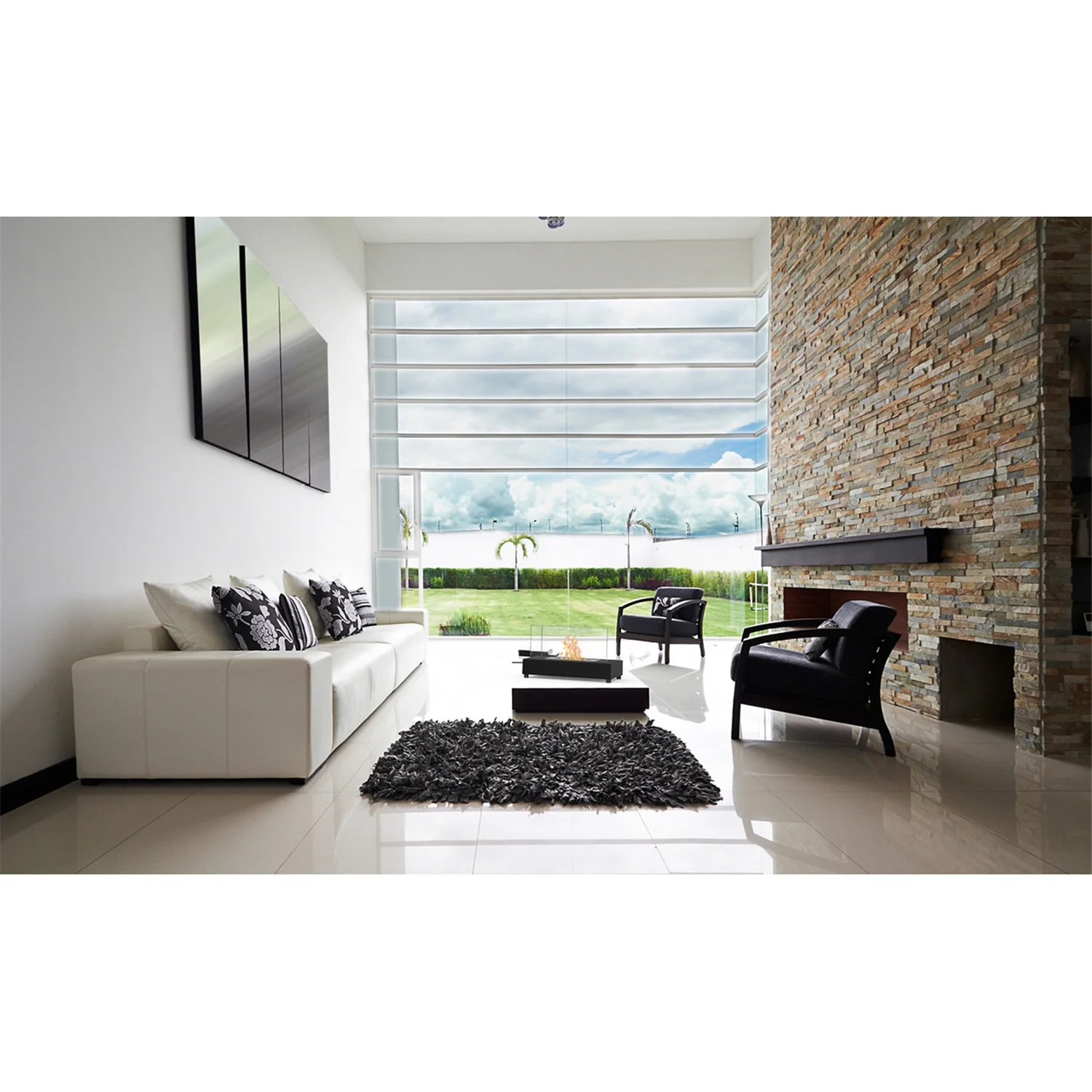 Moda Flame Vigo Ventless Indoor Outdoor Fire Pit Tabletop Portable Fire Bowl Pot Bio Ethanol Fireplace in Black - Realistic Clean Burning Like Gel Fireplaces, or Propane Firepits