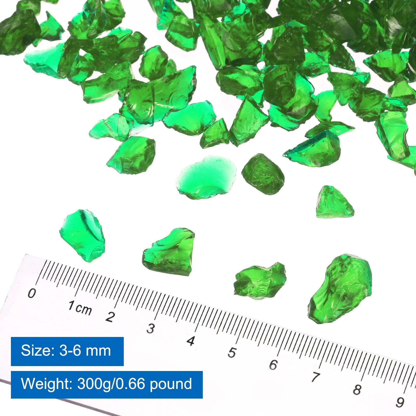 0.66 Pound Fire Glass Stone, 3-6mm Reflective Fire Pit Glass Rock for Fireplace, Green