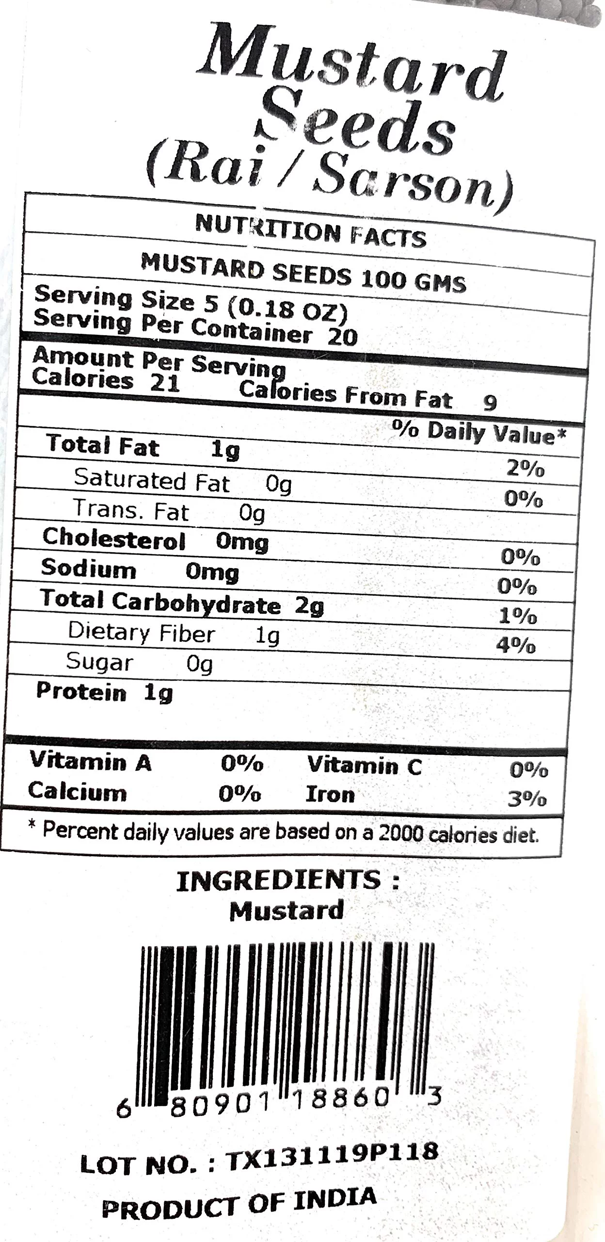 Rani Black Mustard Seeds Whole Spice (Kali Rai) 3.5oz (100g) ~ All Natural | Gluten Friendly | NON-GMO | Vegan | Indian Origin