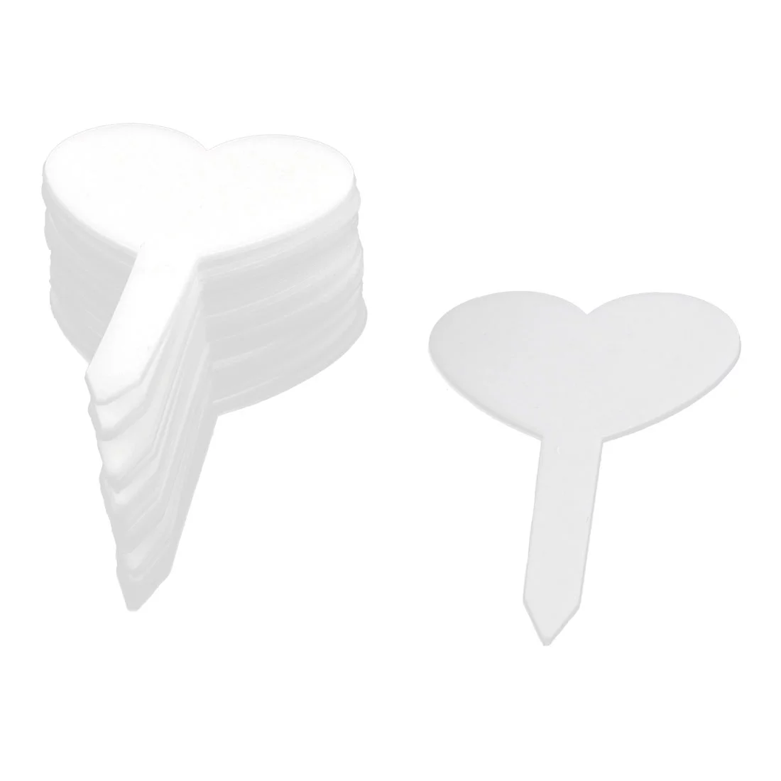 Unique Bargains Household Garden Plastic Heart Shaped Plant Seed Tag Label Marker White 20pcs