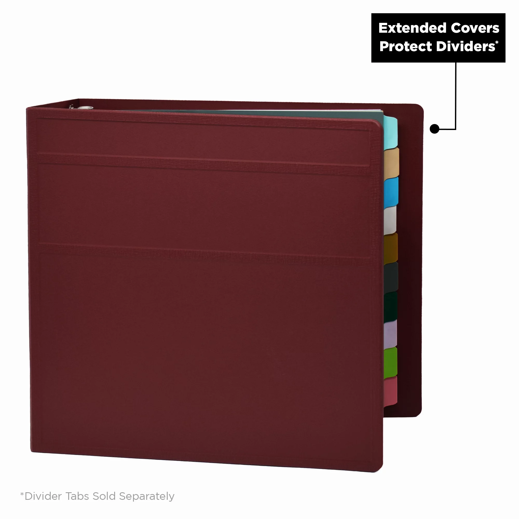 Carstens 4-Inch Heavy Duty 3-Ring Binder - Side Opening, Wine