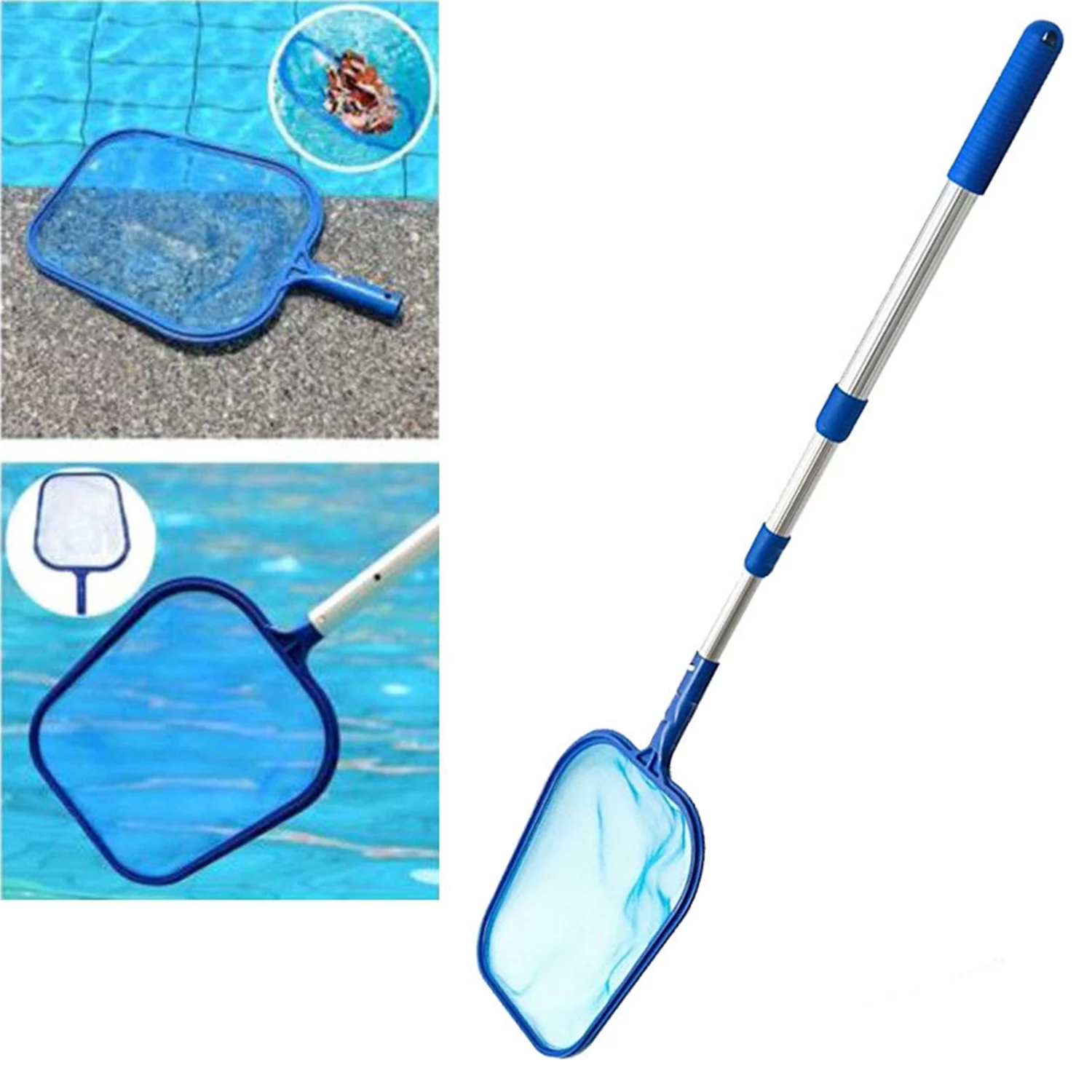 Abanopi Pool Skimmer Net with Telescopic Pole Removal Rake Swimming Pool Ponds Fast Cleaning Tool with Heavy-Duty Alumini