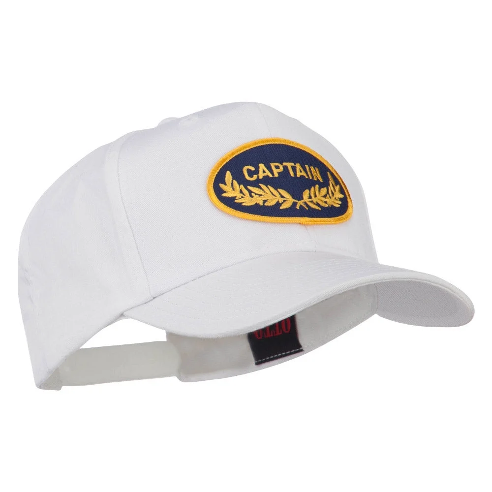 Captain Oak Leaf Military Patched Cap - White OSFM