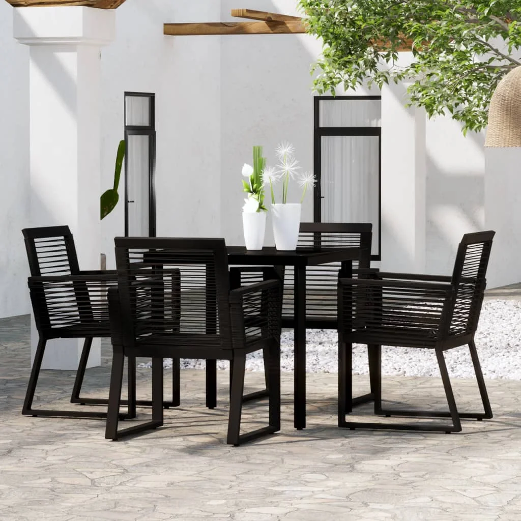 5 Piece Patio Dining Set Black