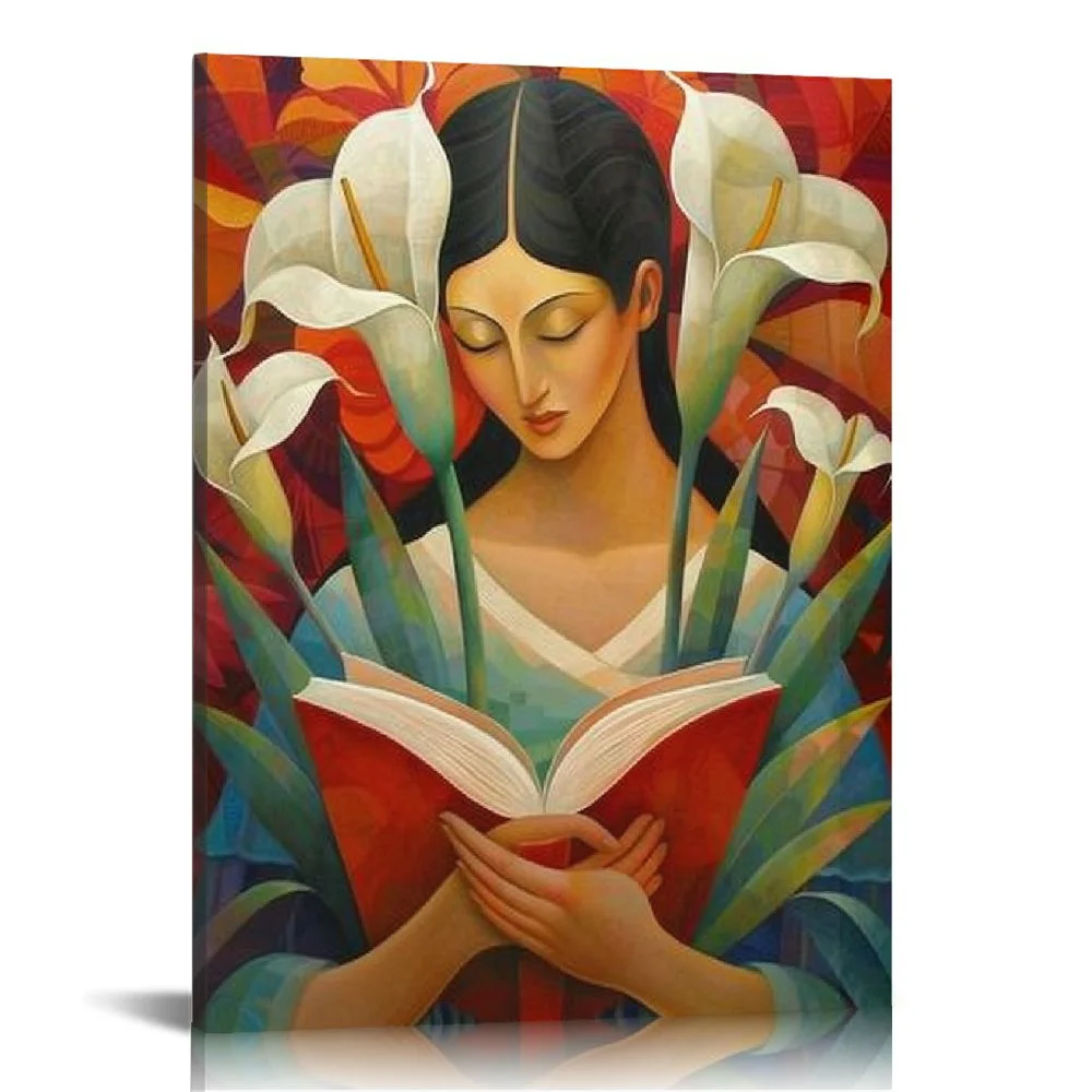 EastSmooth Mexican Folk Art Posters Mexican Women Holding Calla Lilies Cultural Home Decoration Canvas Wall ArtCanvas Painting Wall Art Poster for Bedroom Living Room Decor