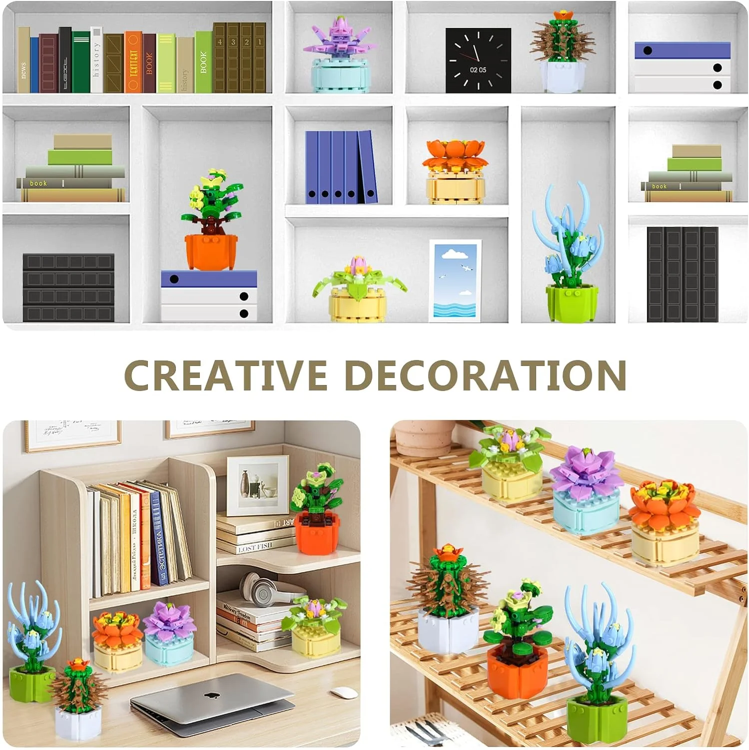 MOONTOY Flower Botanical Bonsai Building Set, Mini Bricks Succulent Building Sets, Artificial Flowers, 521 Pieces Botanical Collection for Ages 8-12 yrs Old Girl Couples Women Wife for Gift