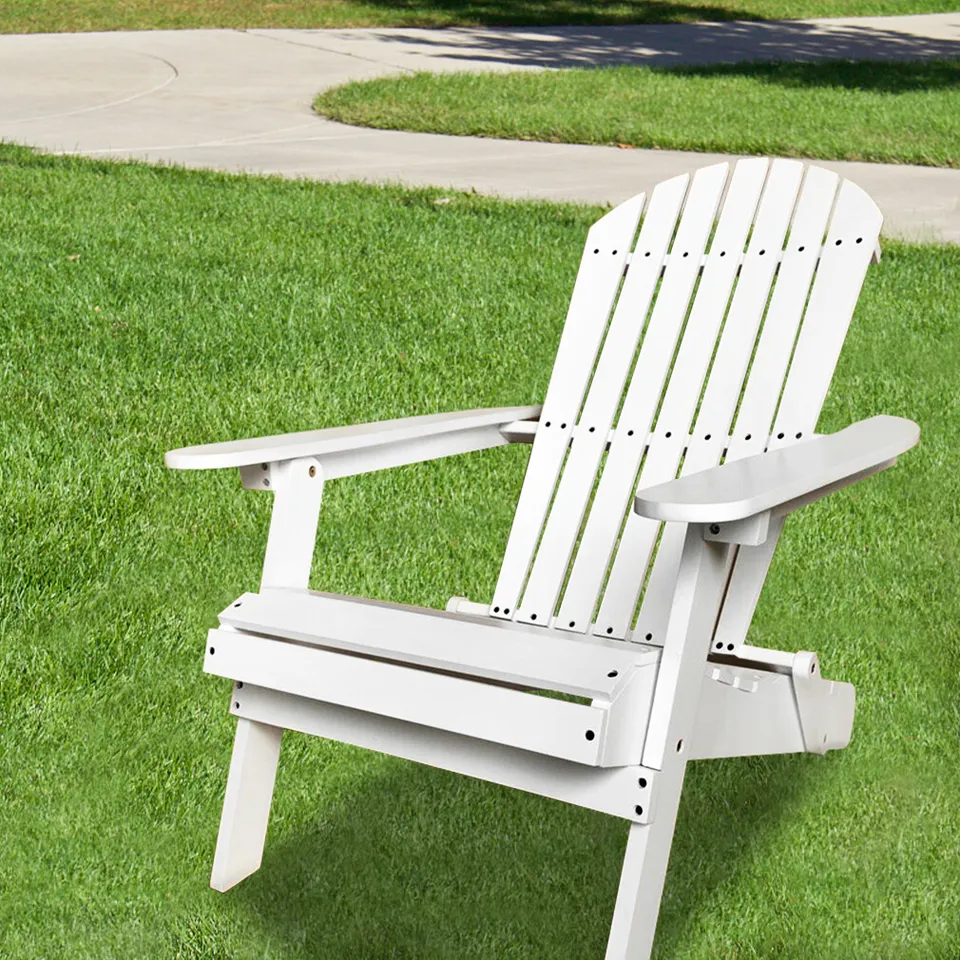 Weather Resistant Adirondack Chair, Folding Patio Chairs for Outdoor, White