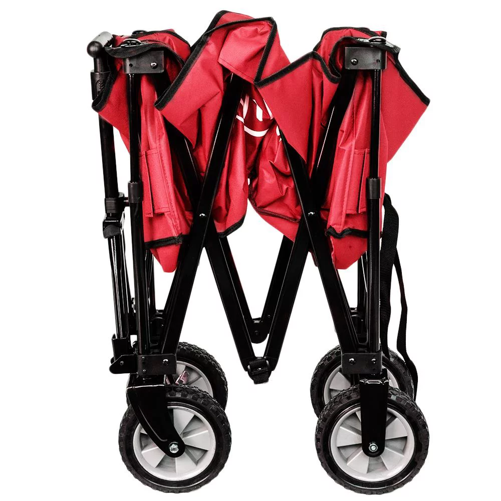 SalonMore Collapsible Outdoor Wagon Foldable Trolley Red
