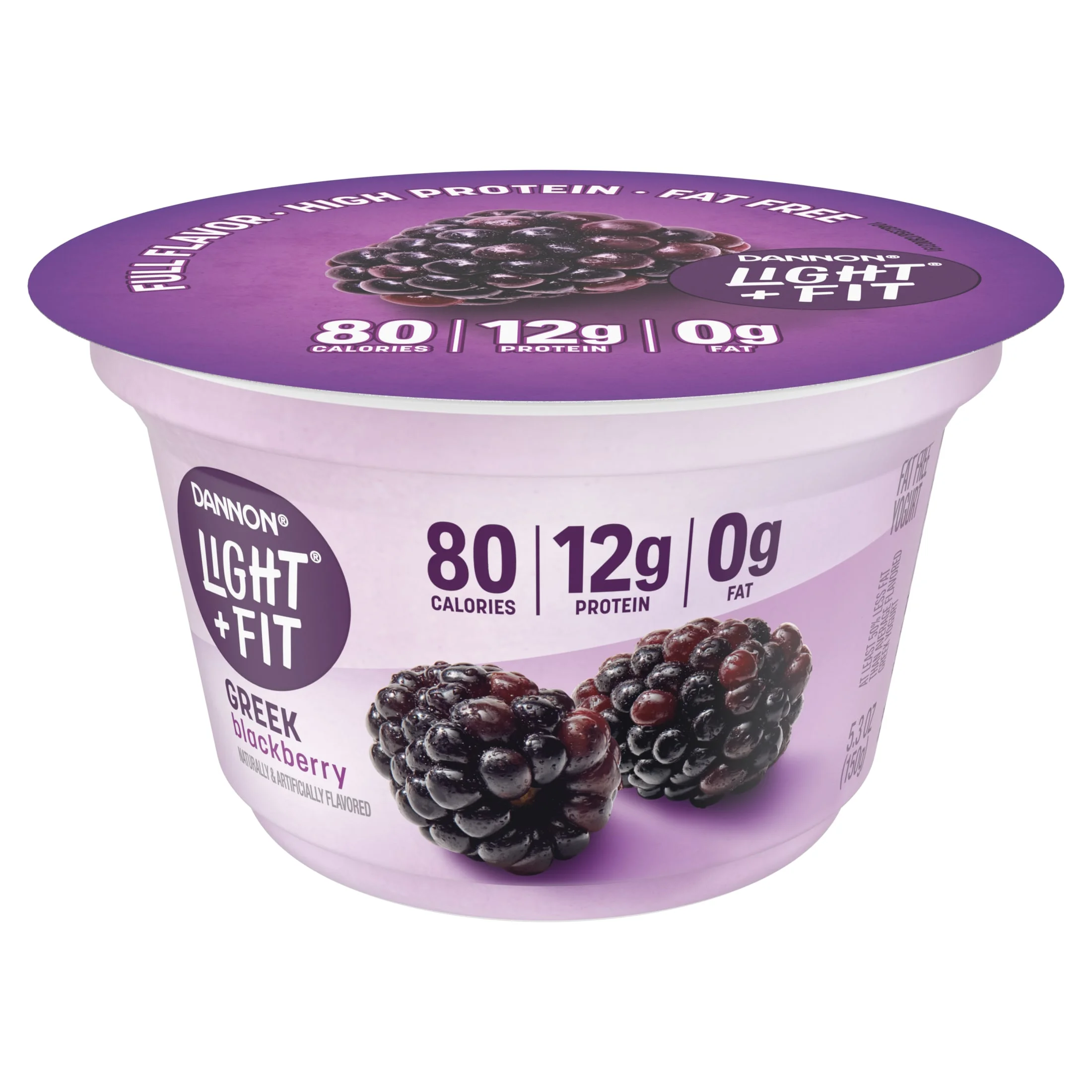 Dannon Light + Fit Blackberry Greek Fat Free Yogurt Cup, 5.3 oz