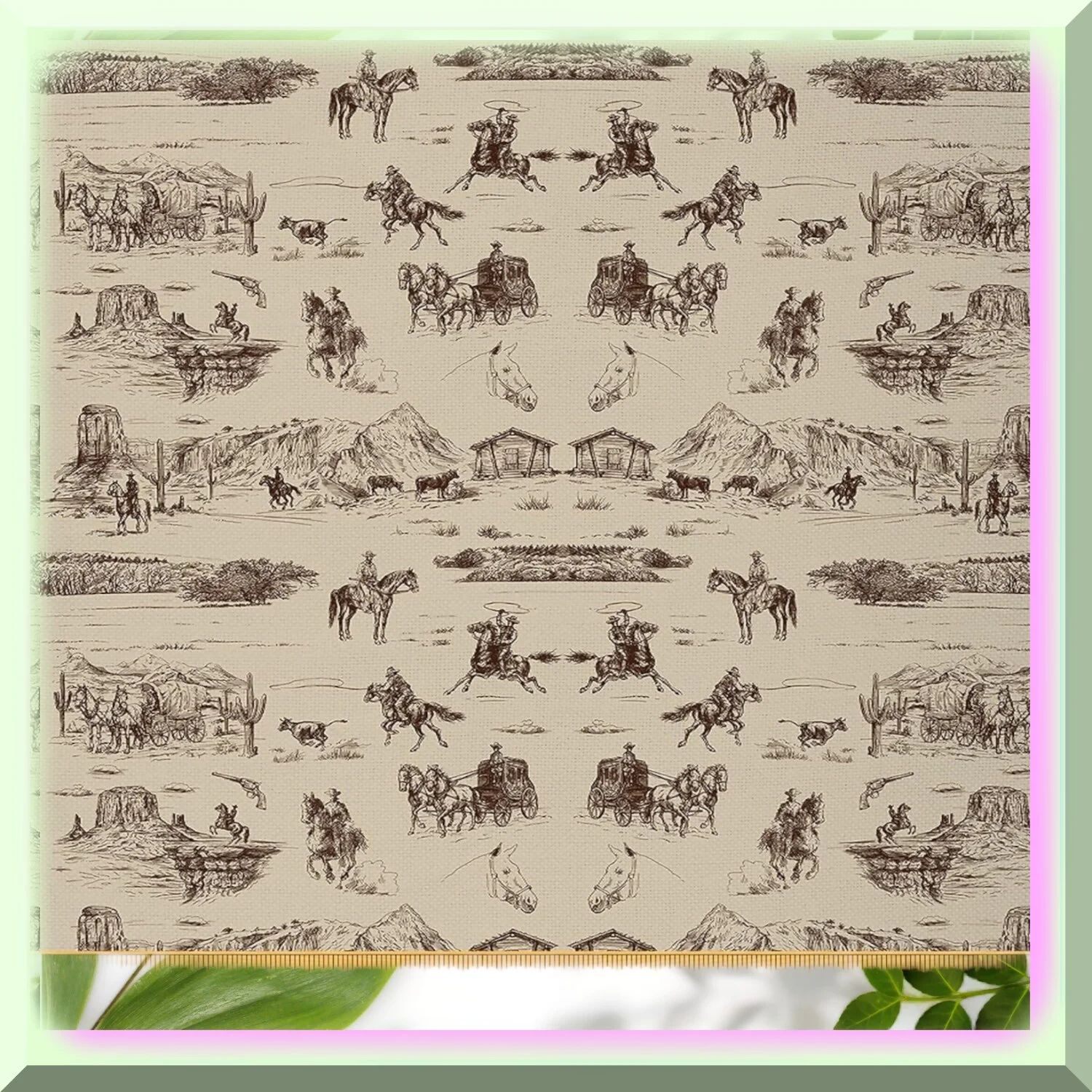 Rustic Rancher's Delight: Weatherproof Outdoor Fabric - 3 Yards of Vintage Western Cowboy Charm for Chairs, Upholstery & Farmhouse Décor