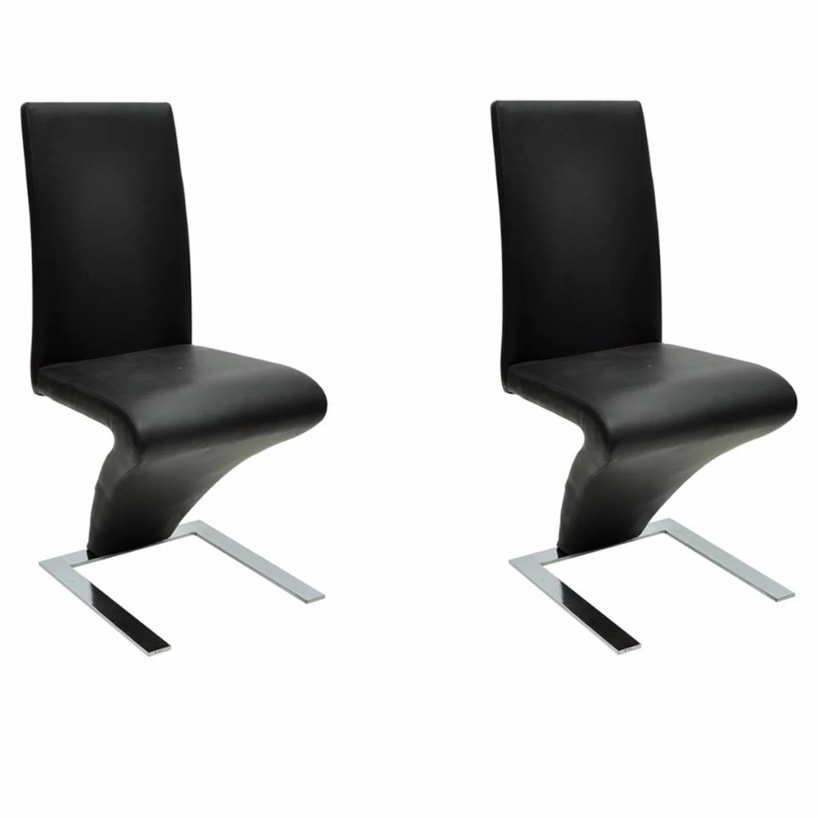 Andoer Dining Chairs 2 pcs Black Faux Leather