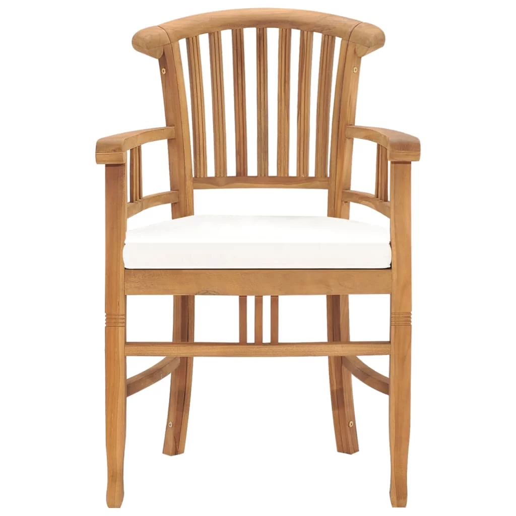 Dcenta Patio Chairs 2 pcs with Cream White Cushions Solid Teak Wood