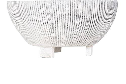 Small Distressed Cream Footed Terracotta Planter with Fluted Texture