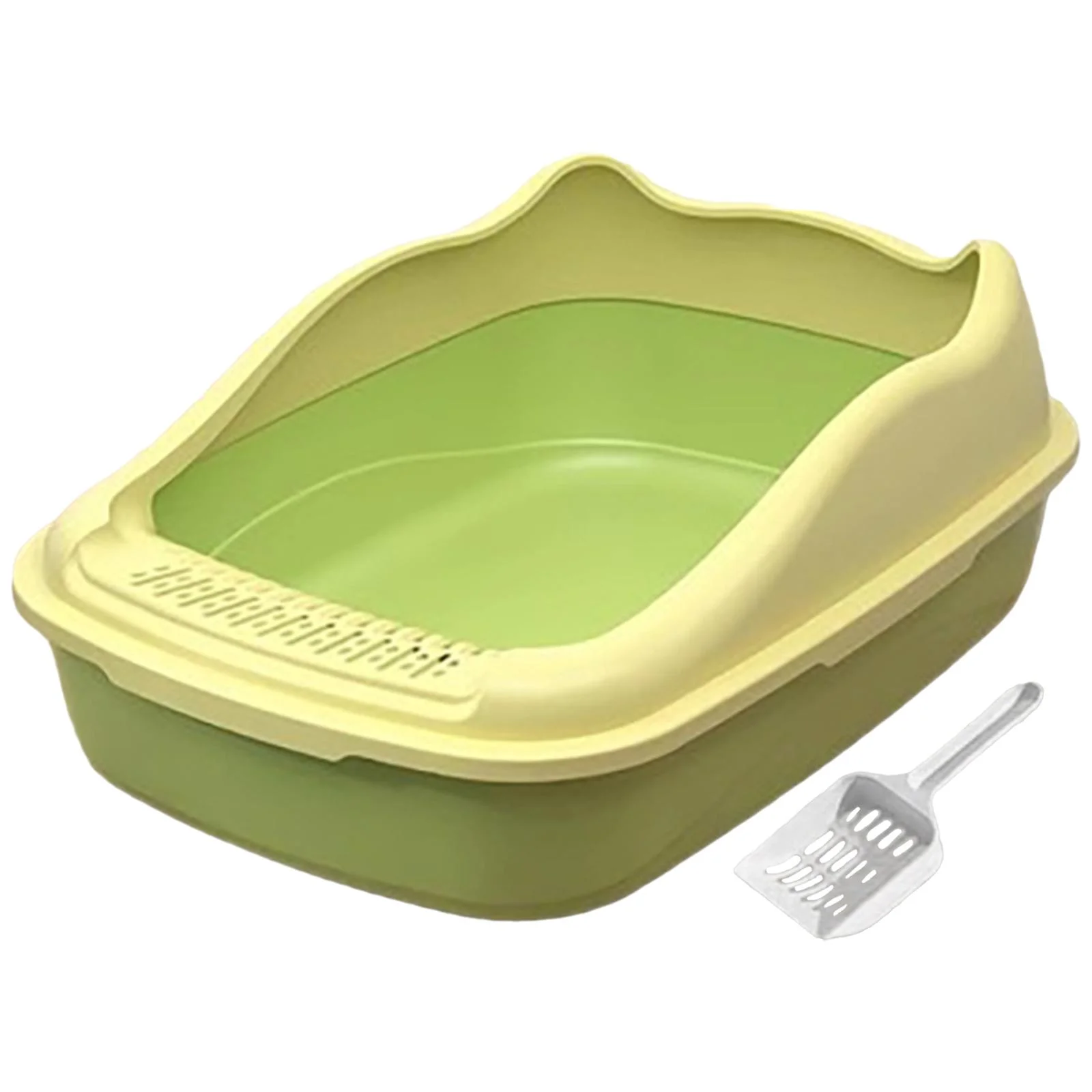 perfeclan Cat Litter Tray Toilet Semi Enclosed High Sides Sturdy Anti ing Smooth Bottom for Rabbits Removable Base 22x15x7.8inch Green