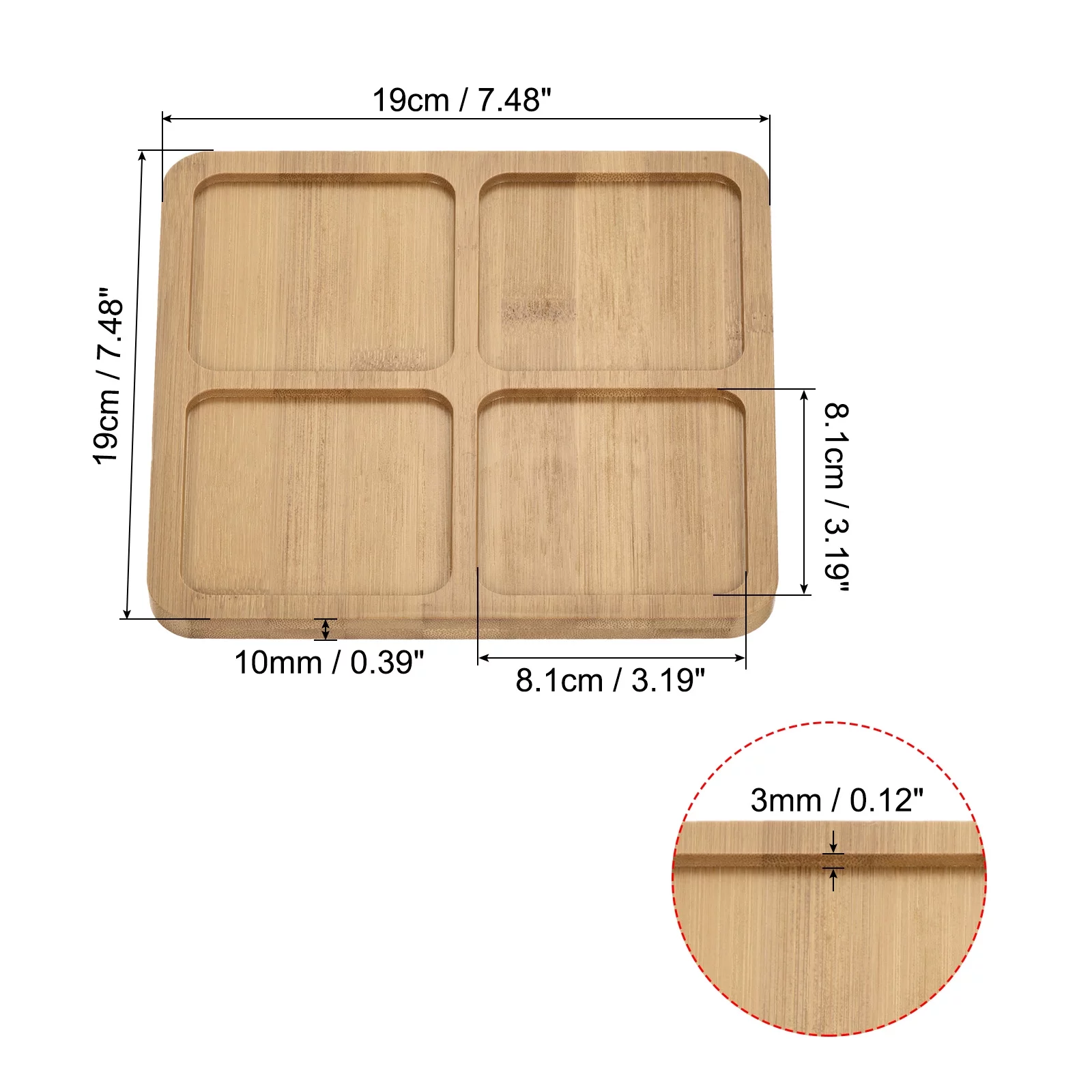 Uxcell 19cm Bamboo Square Lattice Plant Pot Saucer Flower Drip Tray, 2 Pack