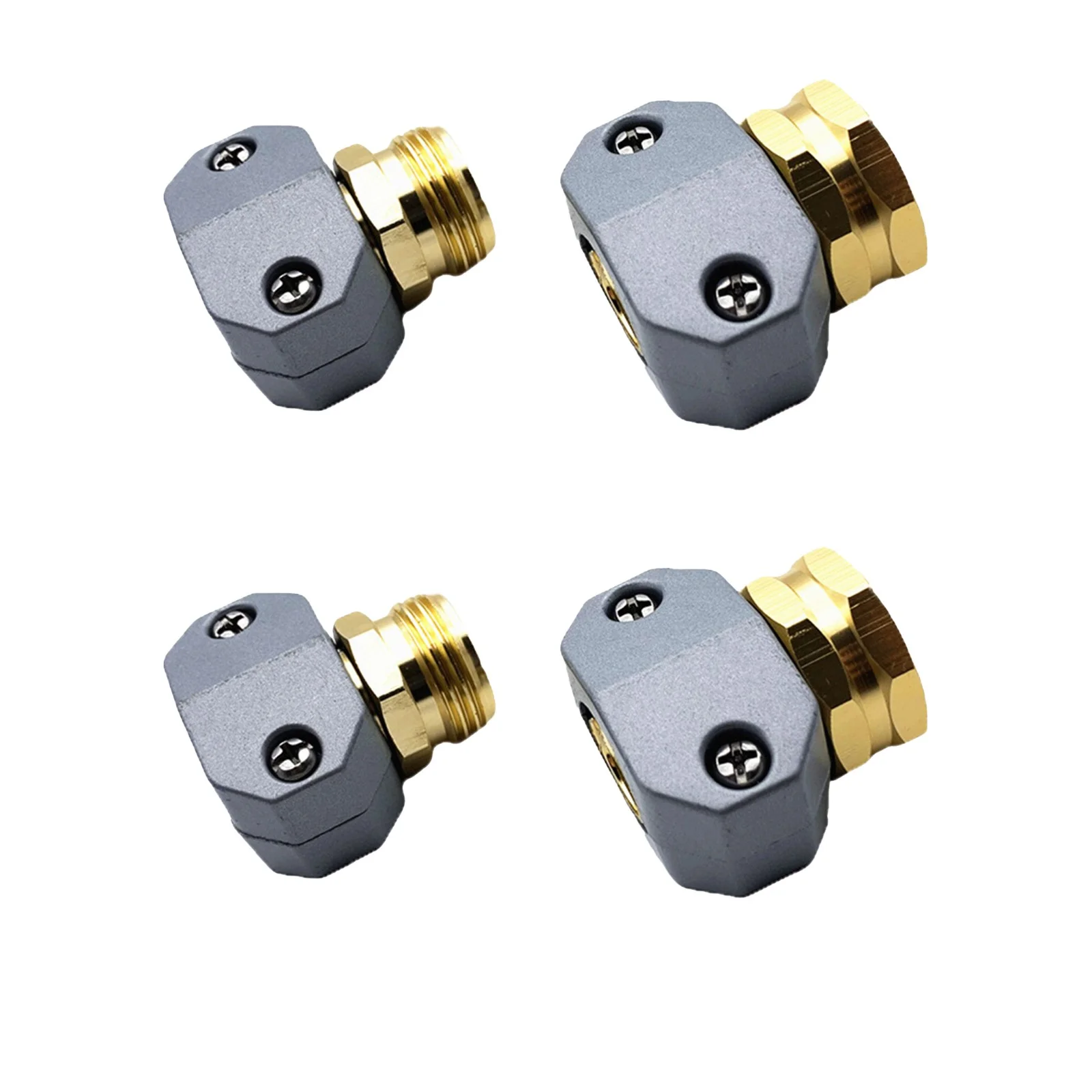 4PC Garden Hose Fittings Aluminum Female And Male With Clamp Water Hose End Connector Fit 3/4 Inch And 5/8 Inch Garden Hos Suit Impulse Sprinkler Head Nozzle County Line Sprayer Hose Hose Shower