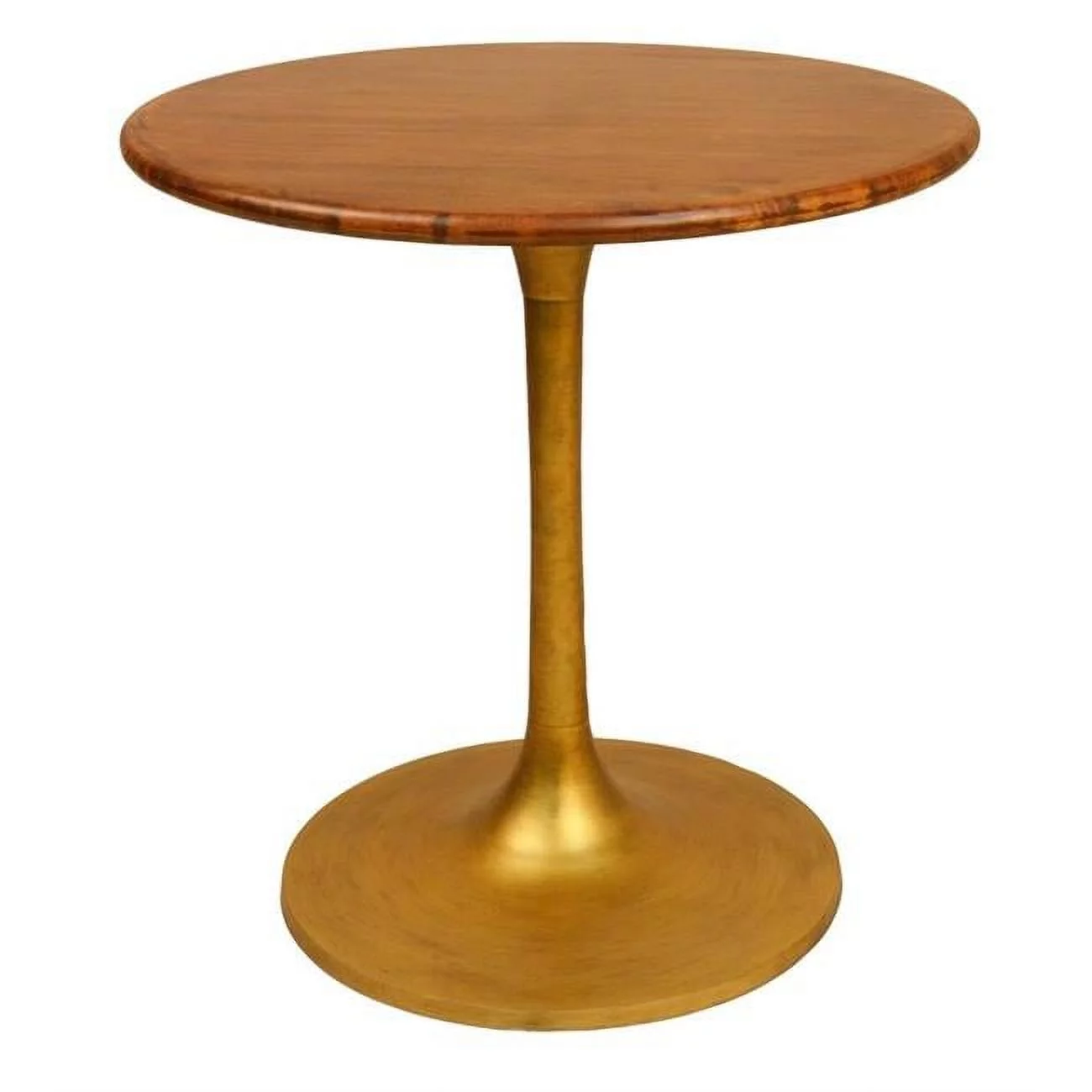 30 in. Alden Wood Top Round Dining Table, Elm & Gold