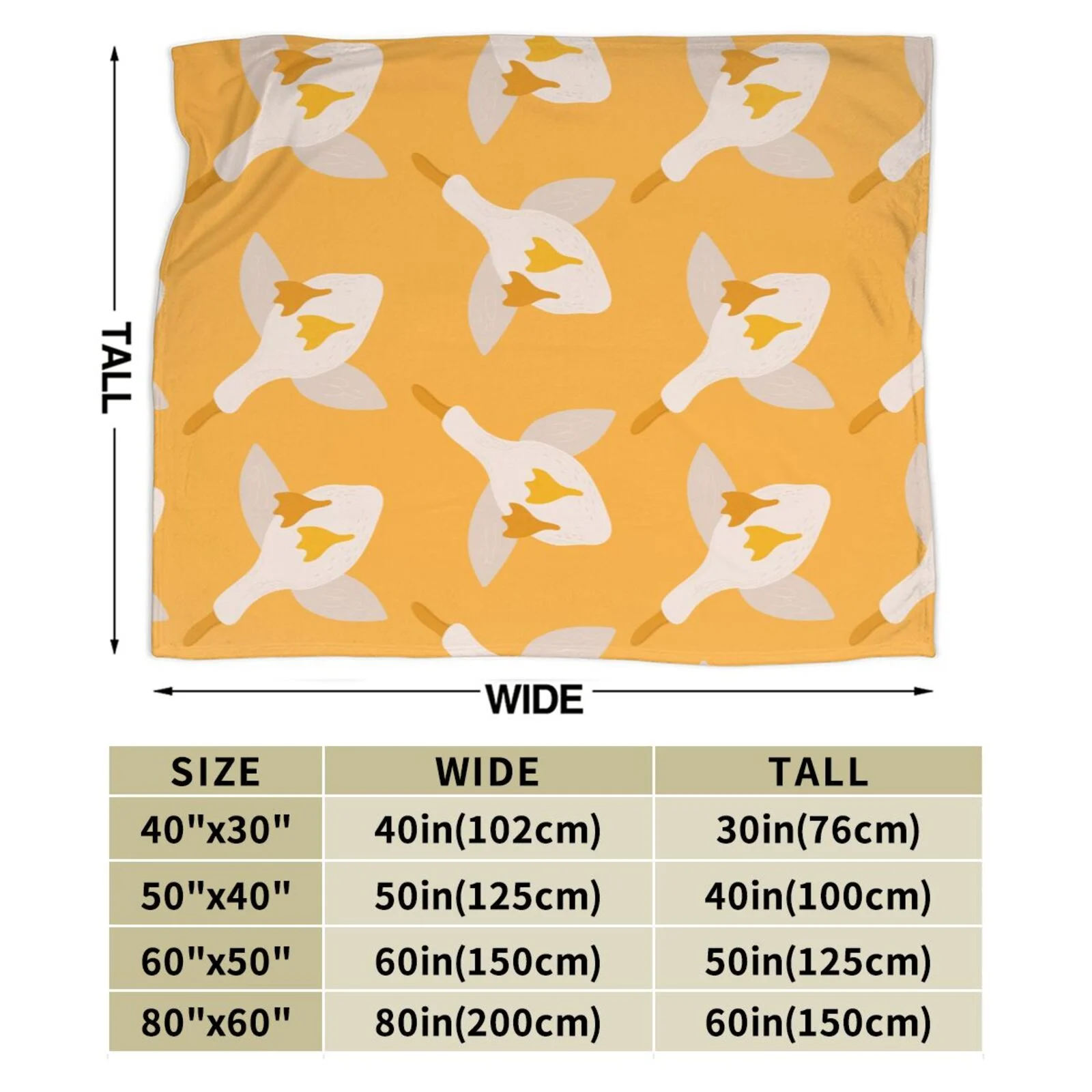 Ocsxa Flannel Fleece Flying Ducks Print Throw Blanket, Lightweight Super Soft Cozy Plush Blanket,40