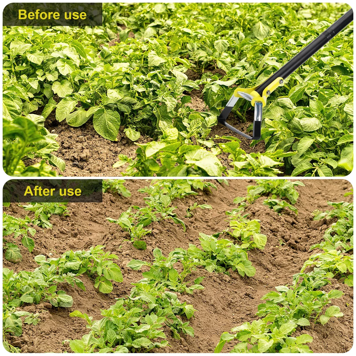 Hoe Garden Tool, 74 Inch Stainless Steel Stirrup Hoe Tools Garden Hula Hoes, Sharp and Durable Loop Hoe Weeding Rake Handheld Adjustable Gardening Weeding Loop for Loosening Soil Planting Farm