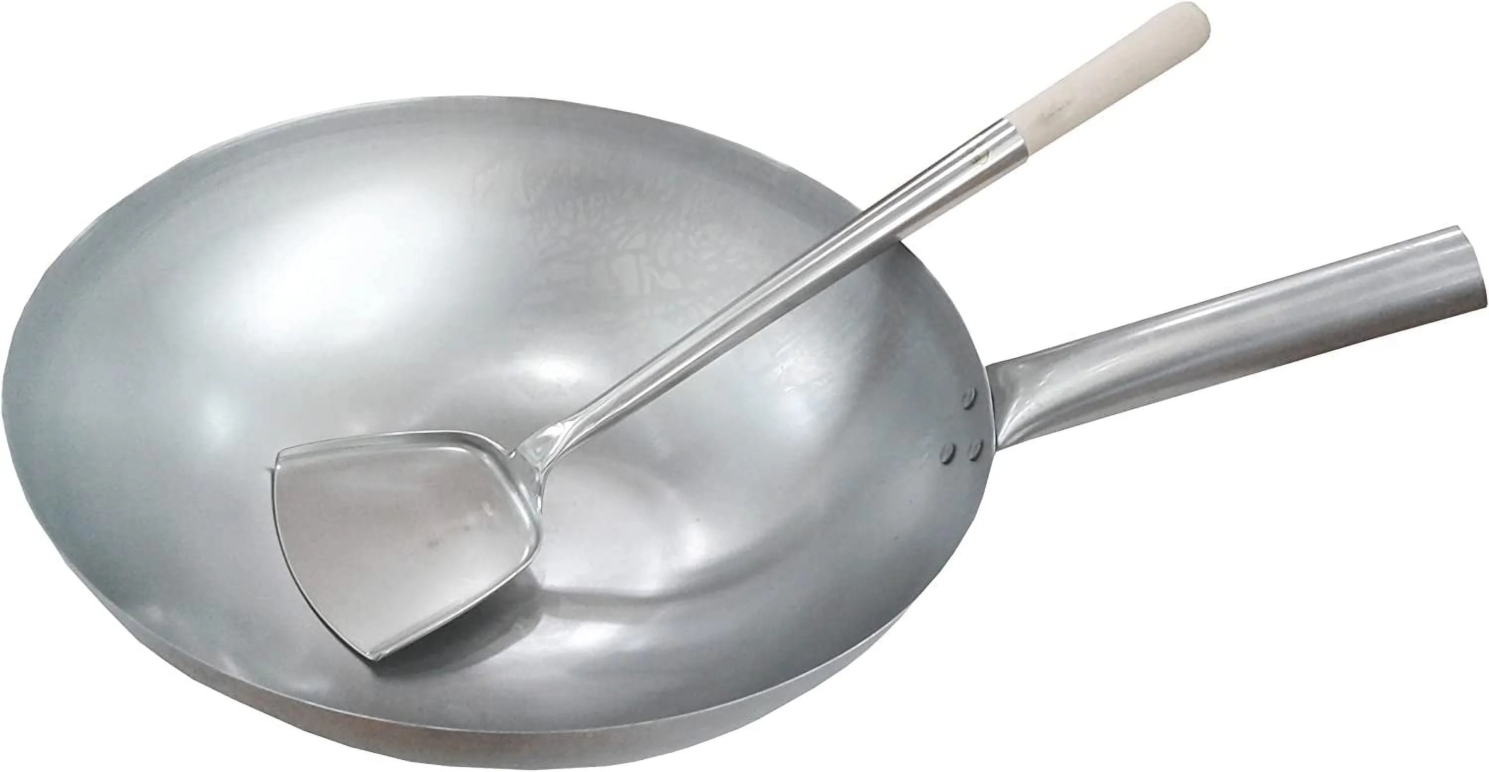 Sunrise 14 Inch Hong Kong Wok -Round Bottom + 17 Inch Wok Shovel