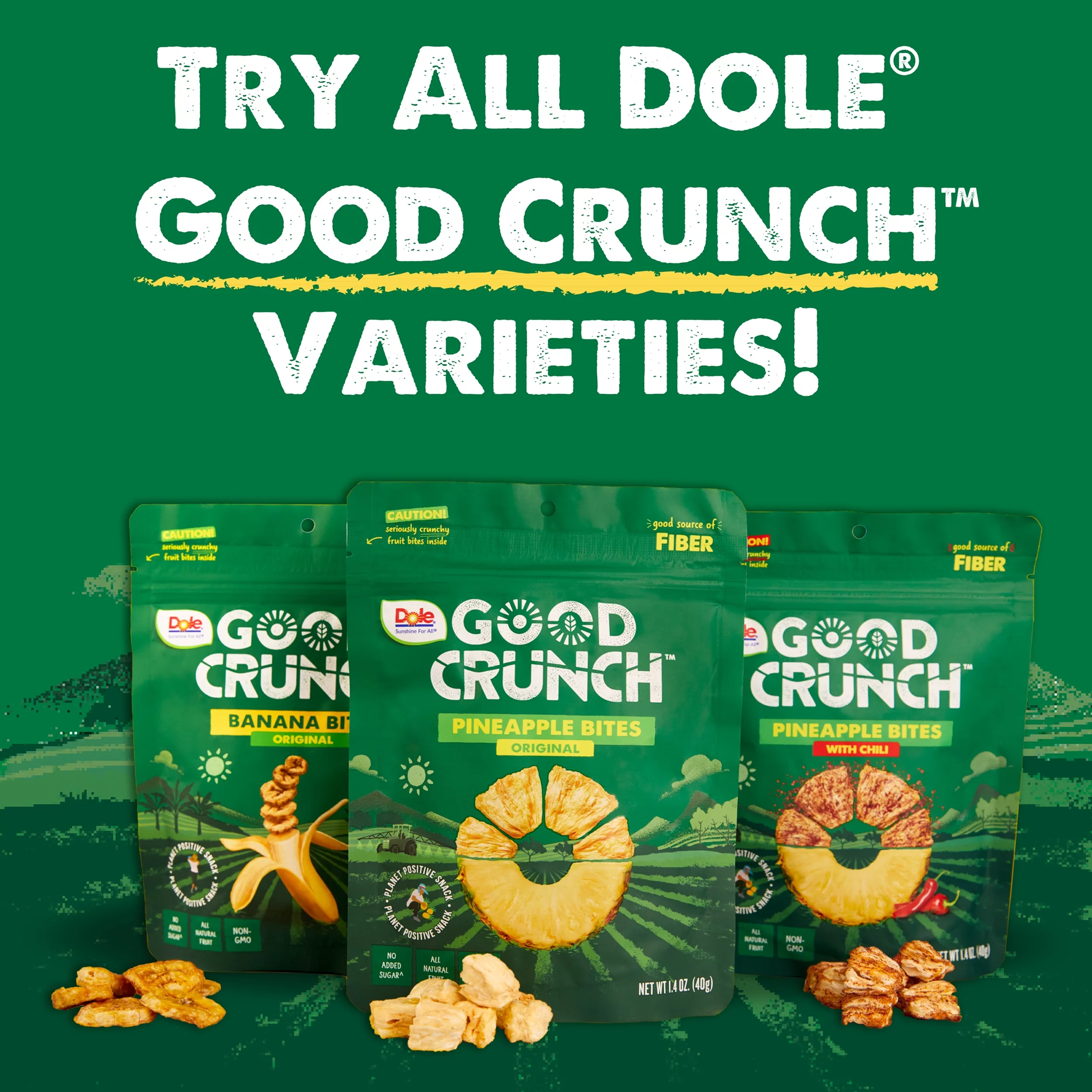Dole Good Crunch Banana Bites, Made with All Natural Fruit, 2.5 oz Bag (6 Pack)