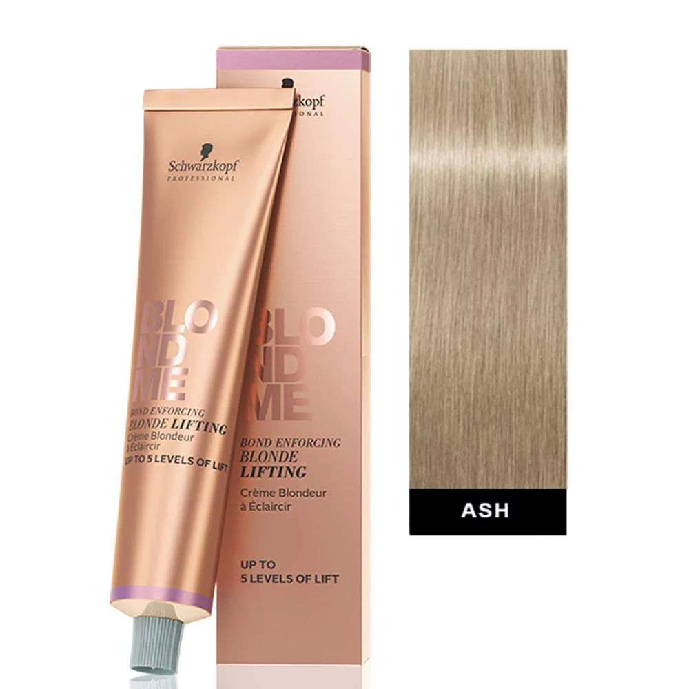 BlondeMe L-Ash Bond Enforcing Blonde Lifting Hair Color 60 ml and M Hair Designs Tint Brush Black (Bundle 2 items)