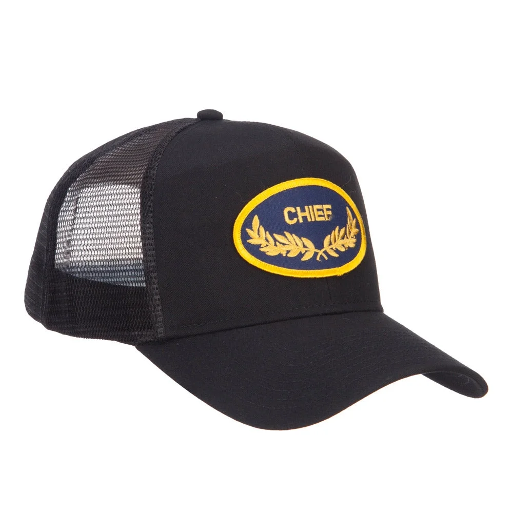 Chief Oak Leaf Patched Mesh Cap - Black OSFM