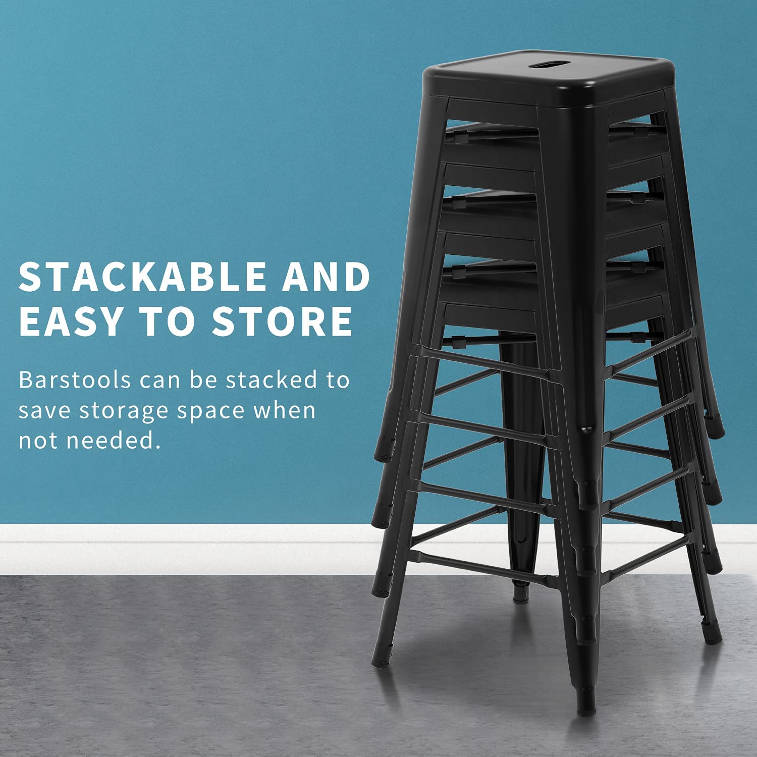 24 Inches Metal Bar Stools Set of 4 High Backless IndoorOutdoor Counter Height Barstools Stackable Metal Chairs Home Kitchen Dining Stool Backless Patio Bar Chair Black